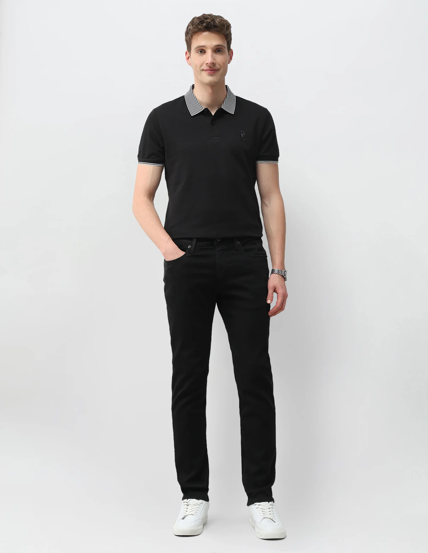 Brandon Slim Tapered Fit Black Jeans - Image 3