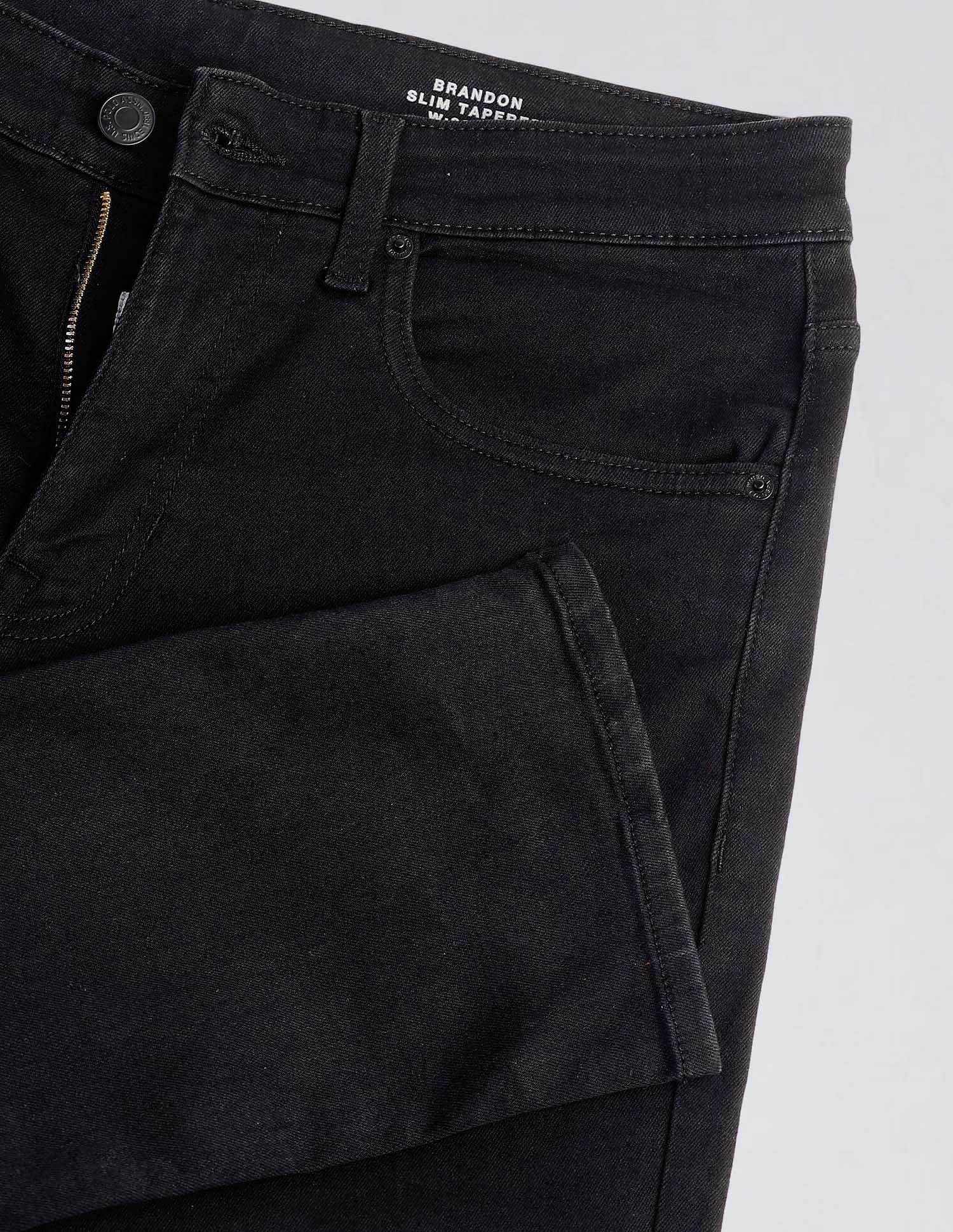 Brandon Slim Tapered Fit Black Jeans - Image 2