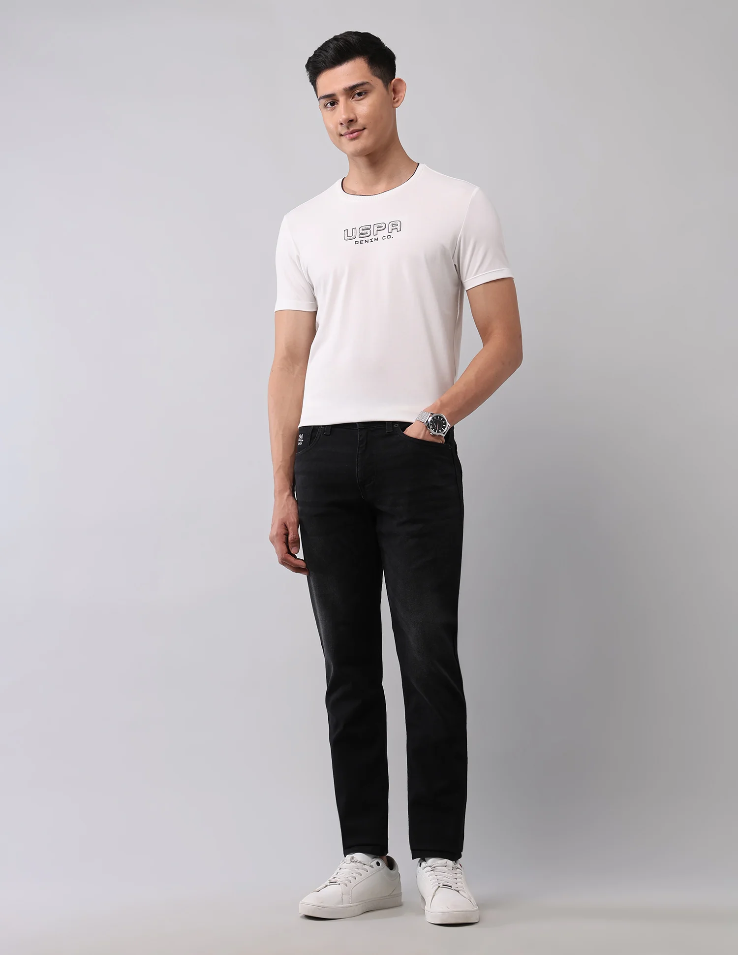 Brandon Slim Tapered Fit Black Jeans - Image 3