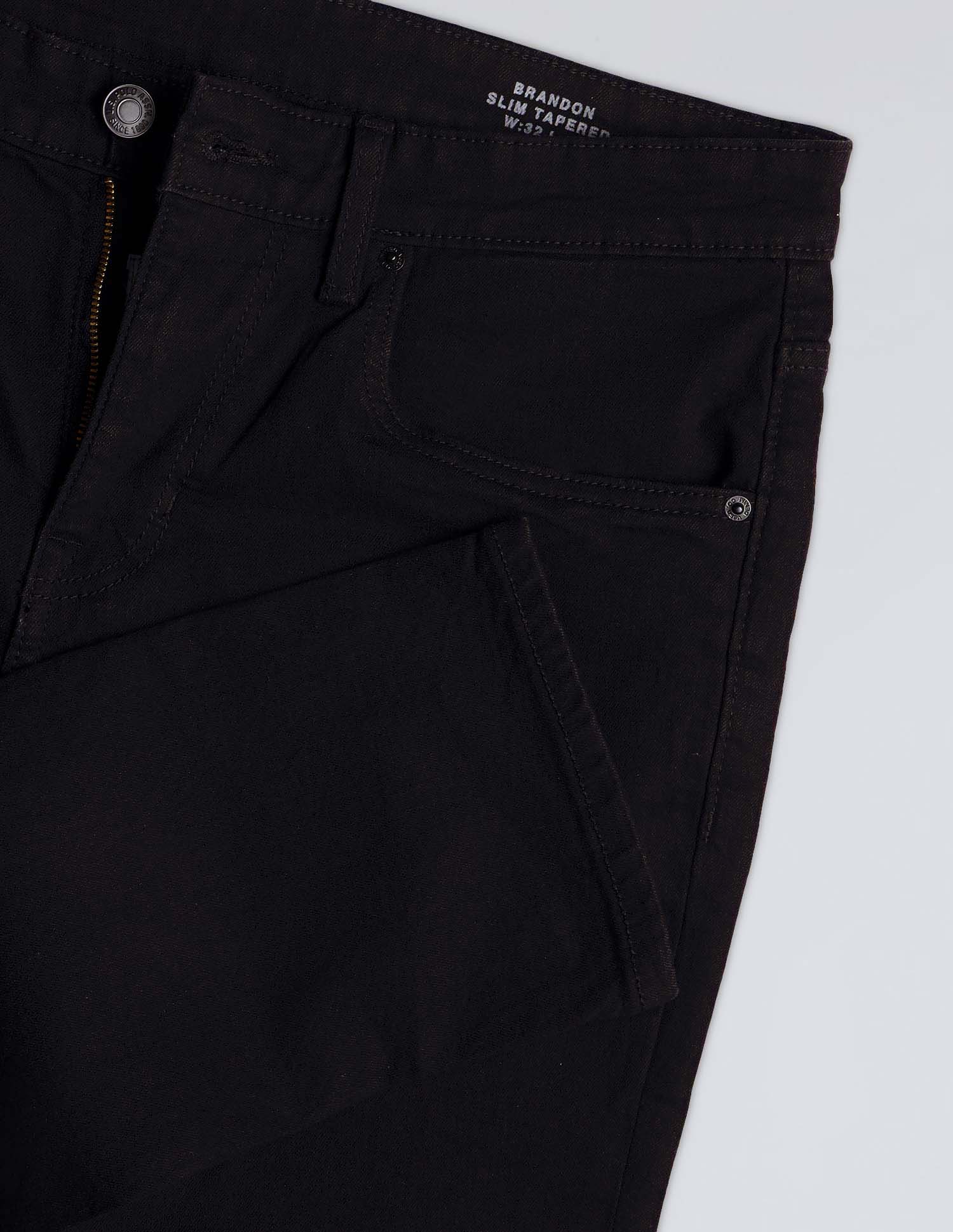 Brandon Slim Tapered Fit Black Jeans - Image 2