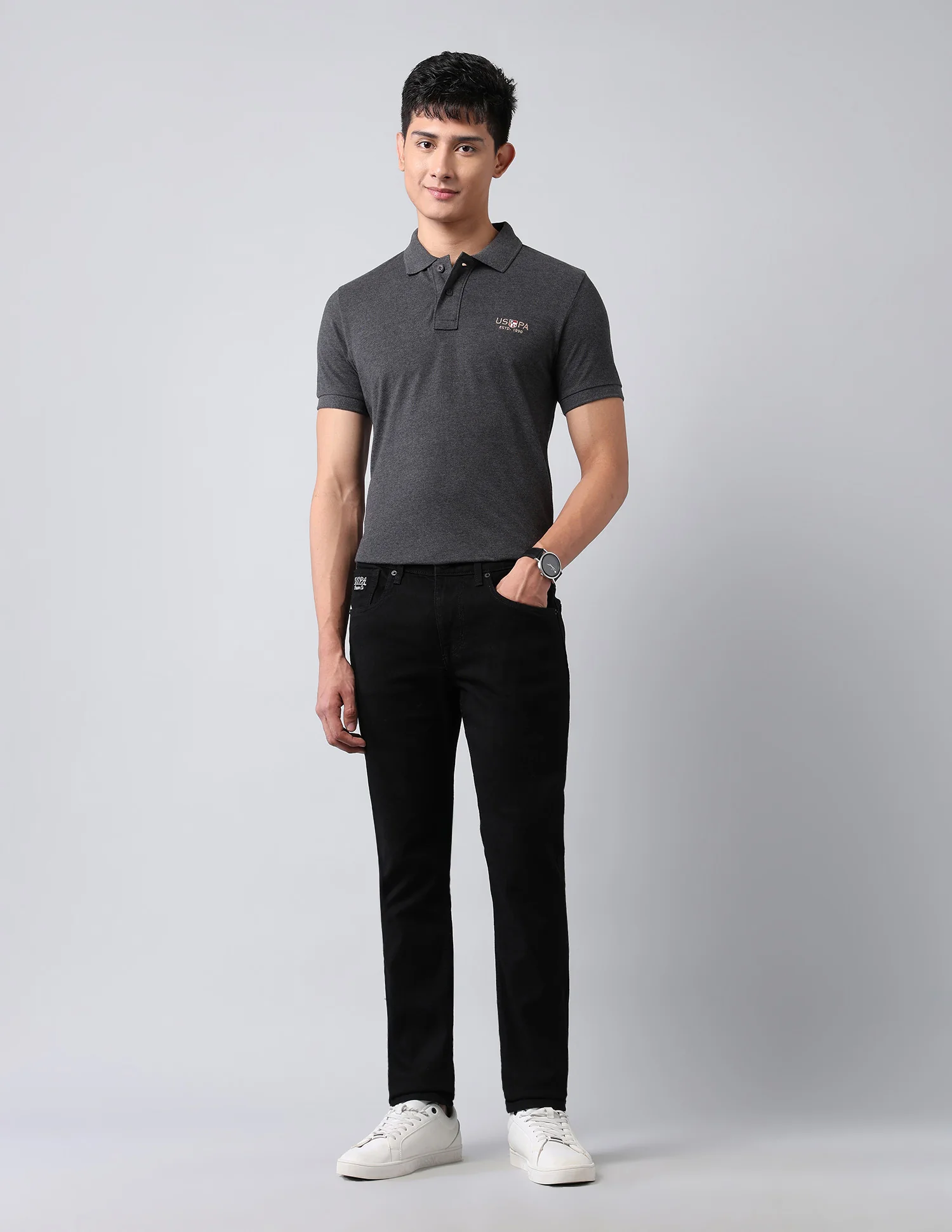 Brandon Slim Tapered Fit Black Jeans - Image 3