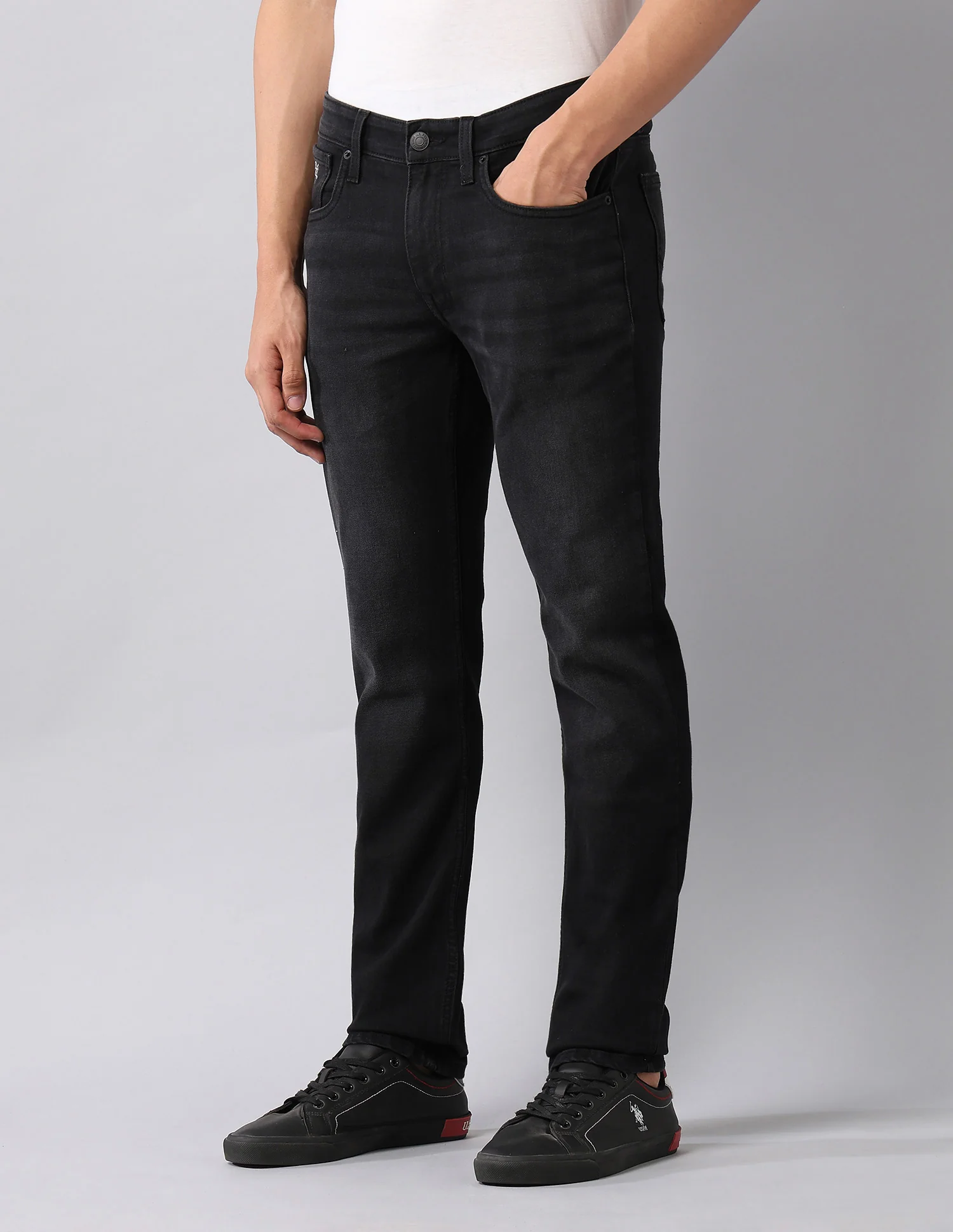 Brandon Slim Tapered Fit Black Jeans - Image 4