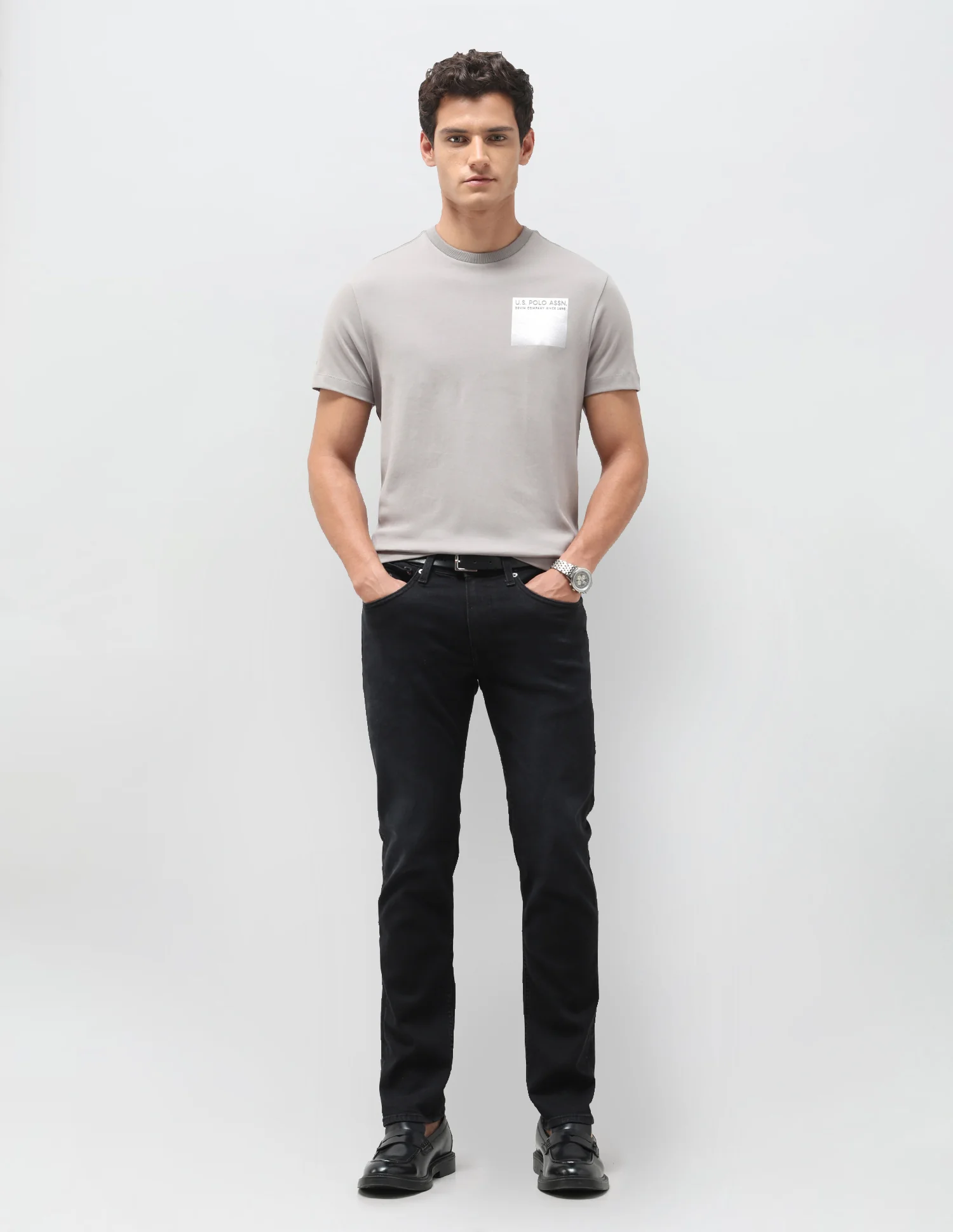 Brandon Slim Tapered Fit Black Jeans - Image 3