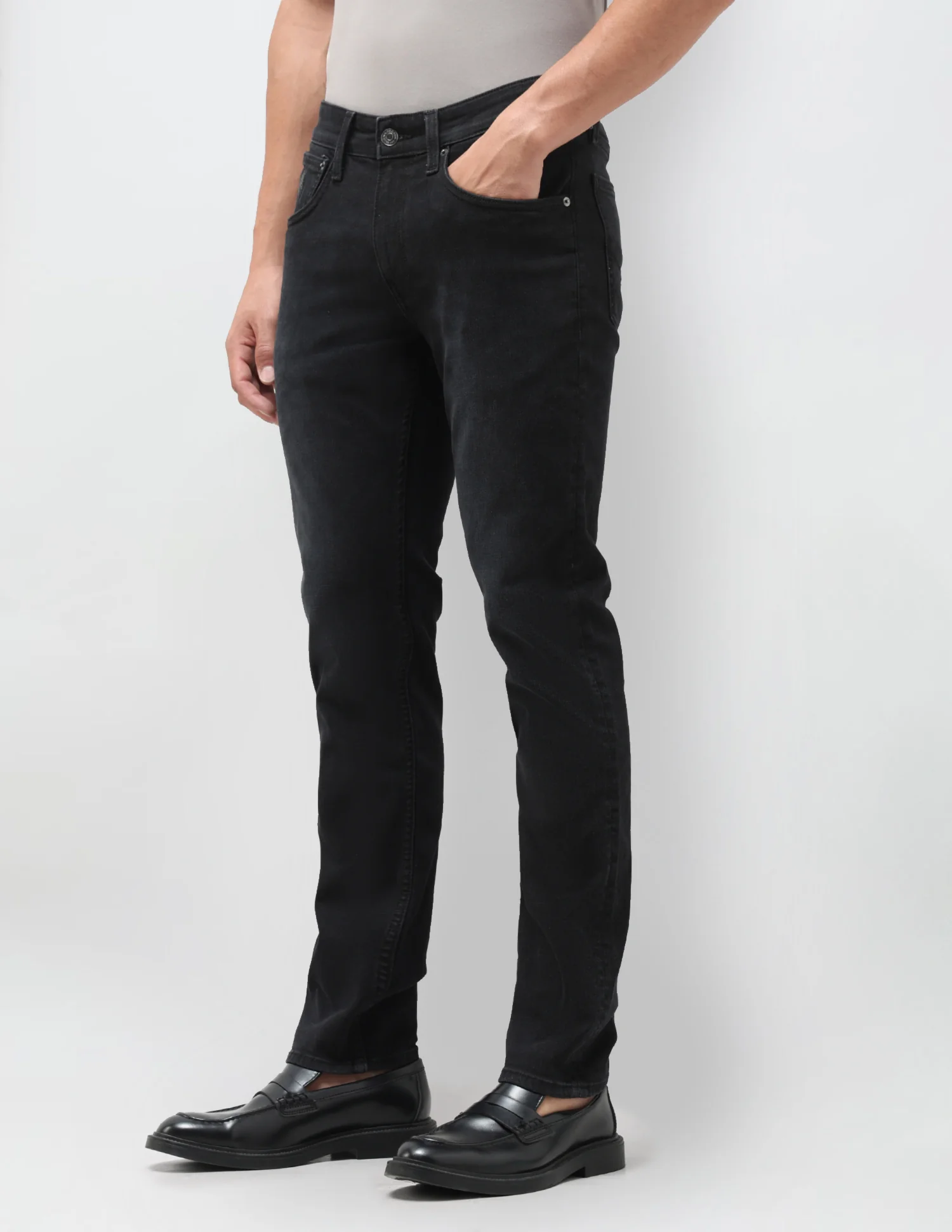 Brandon Slim Tapered Fit Black Jeans - Image 4