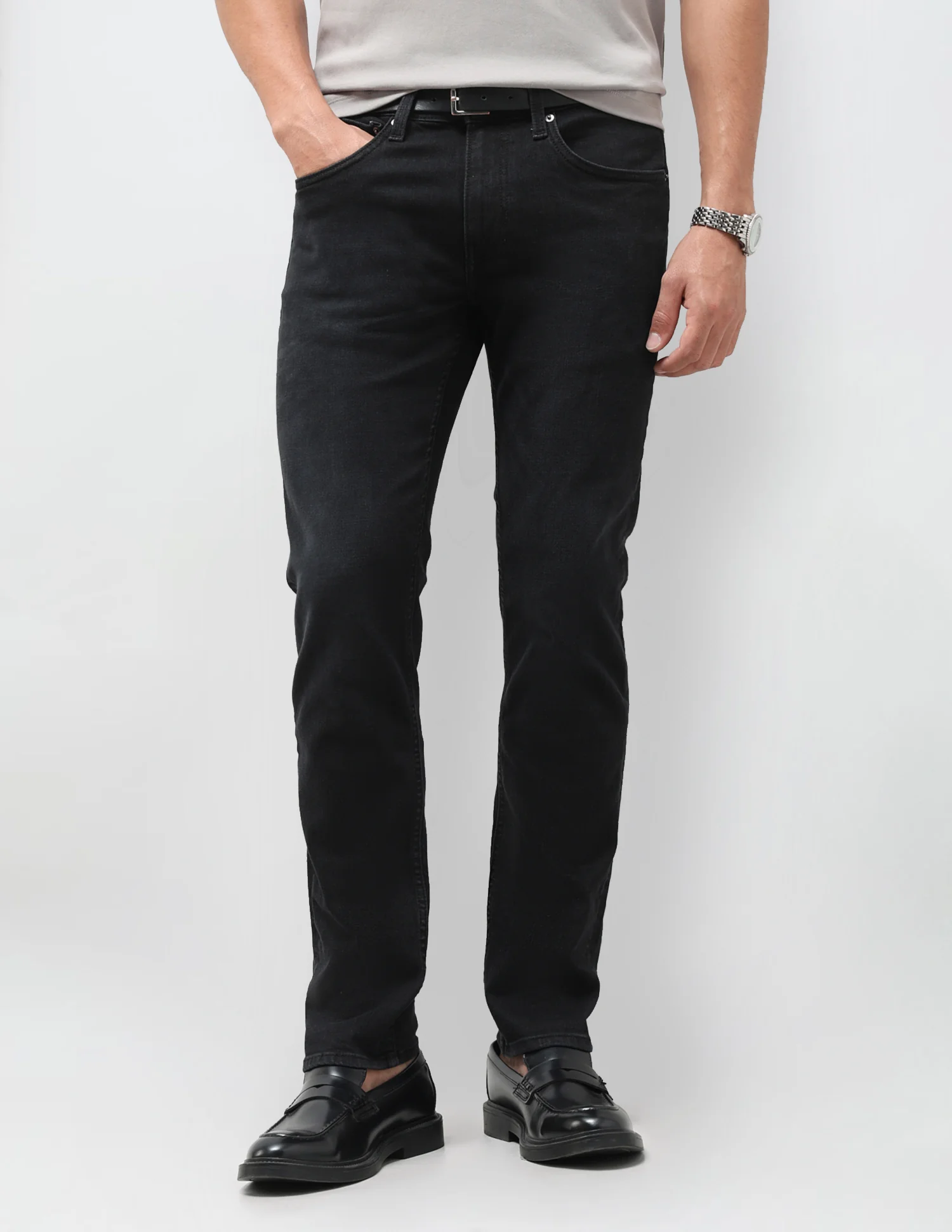 Brandon Slim Tapered Fit Black Jeans - Image 6