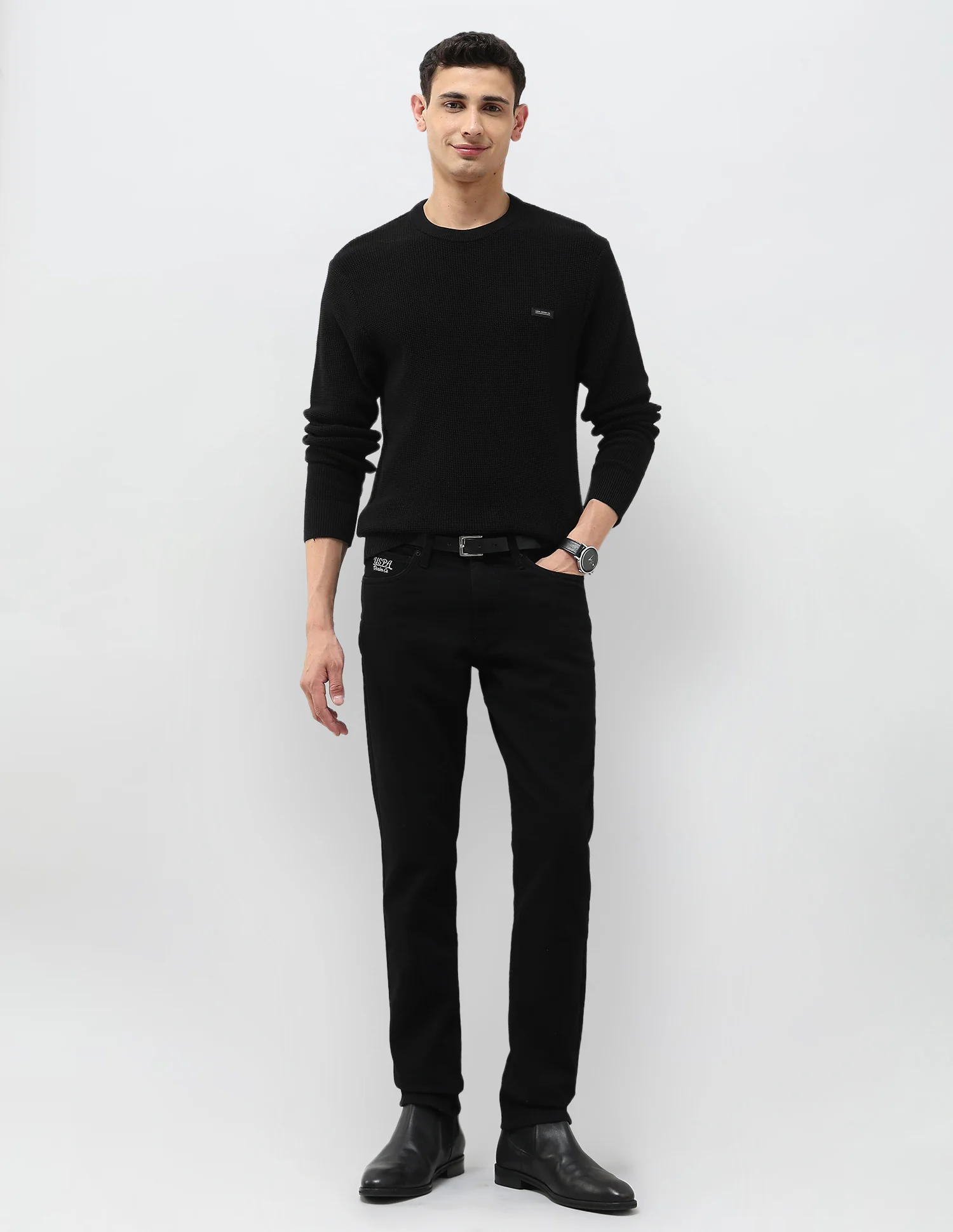 Brandon Slim Tapered Fit Black Jeans - Image 3