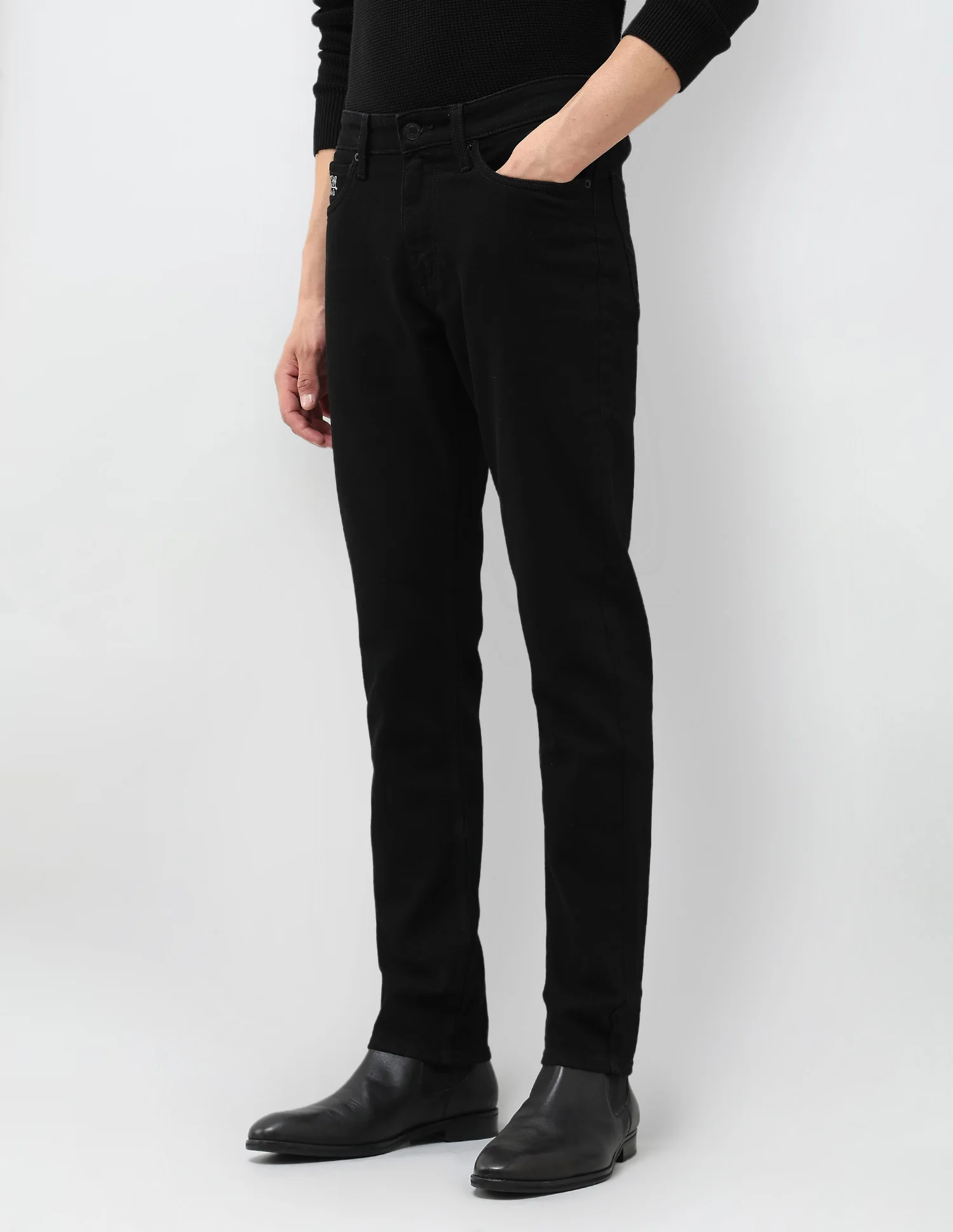 Brandon Slim Tapered Fit Black Jeans - Image 4