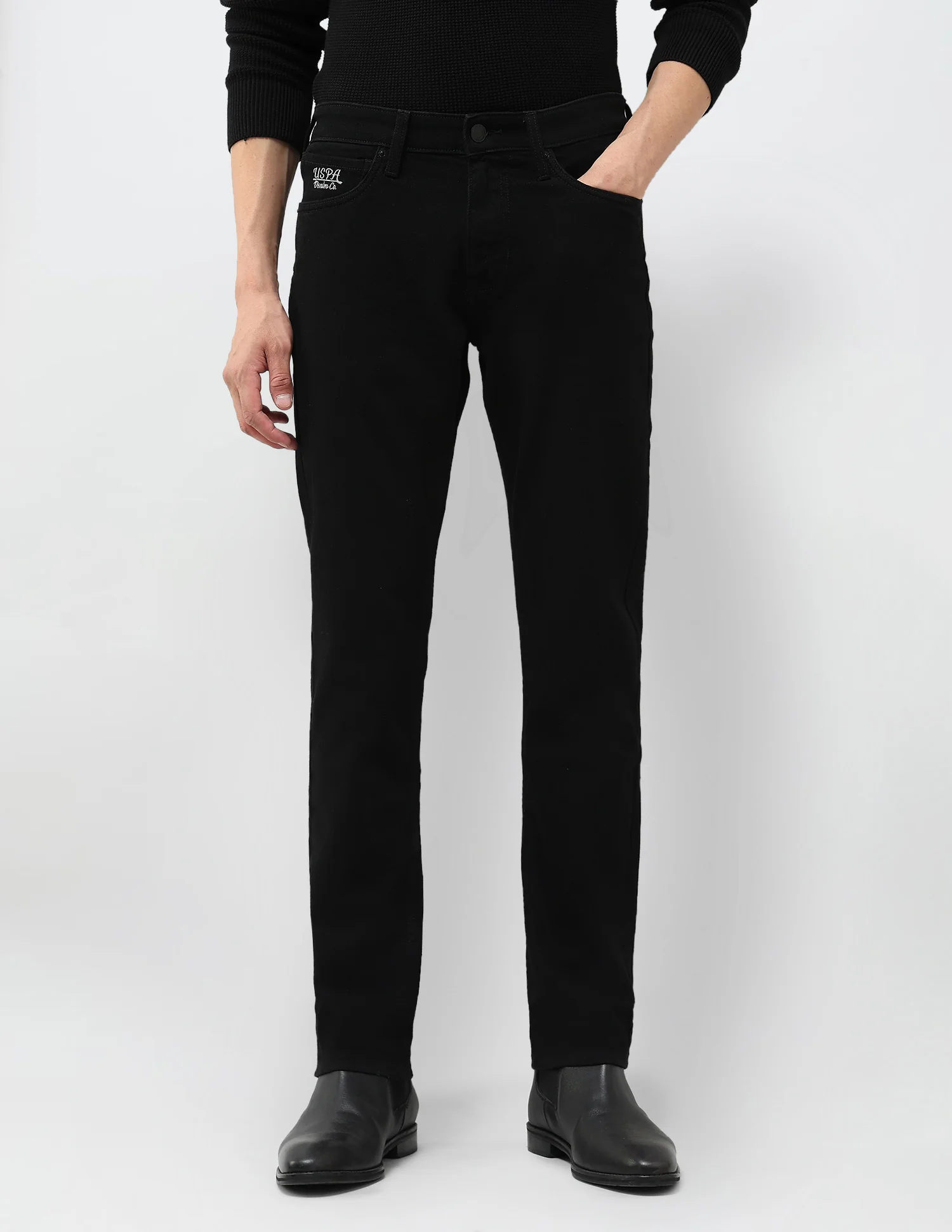 Brandon Slim Tapered Fit Black Jeans - Image 6