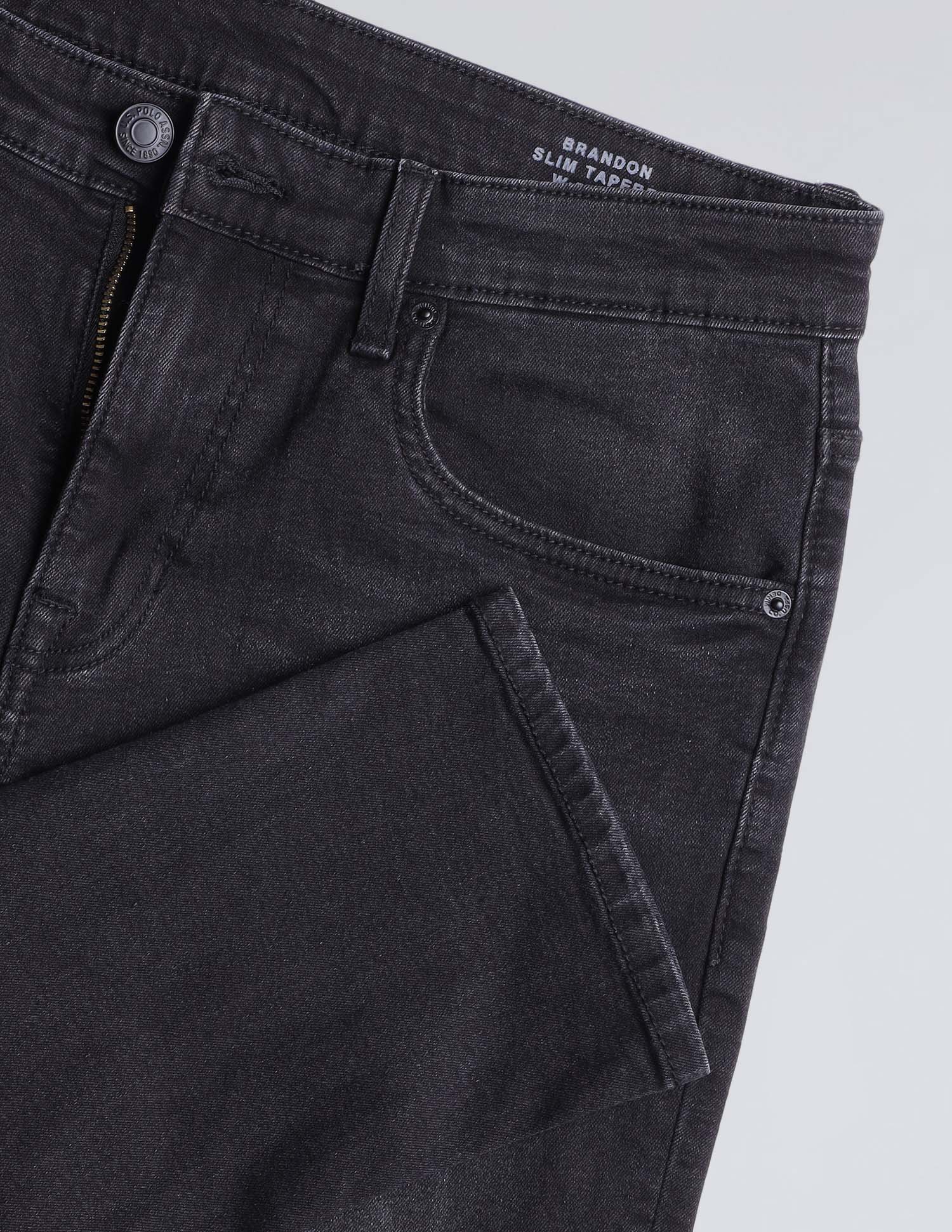 Brandon Slim Tapered Fit Black Jeans - Image 2
