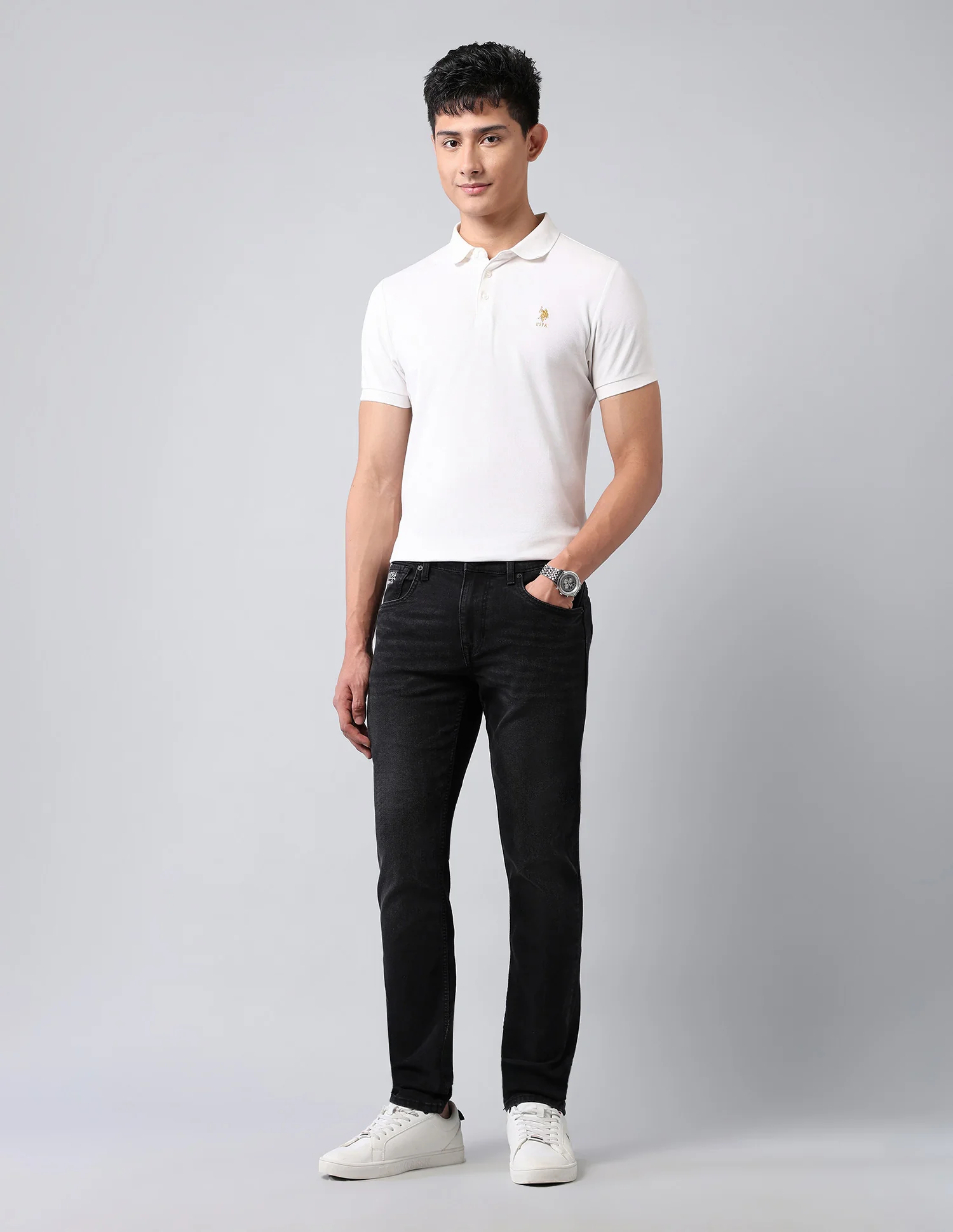 Brandon Slim Tapered Fit Black Jeans - Image 3