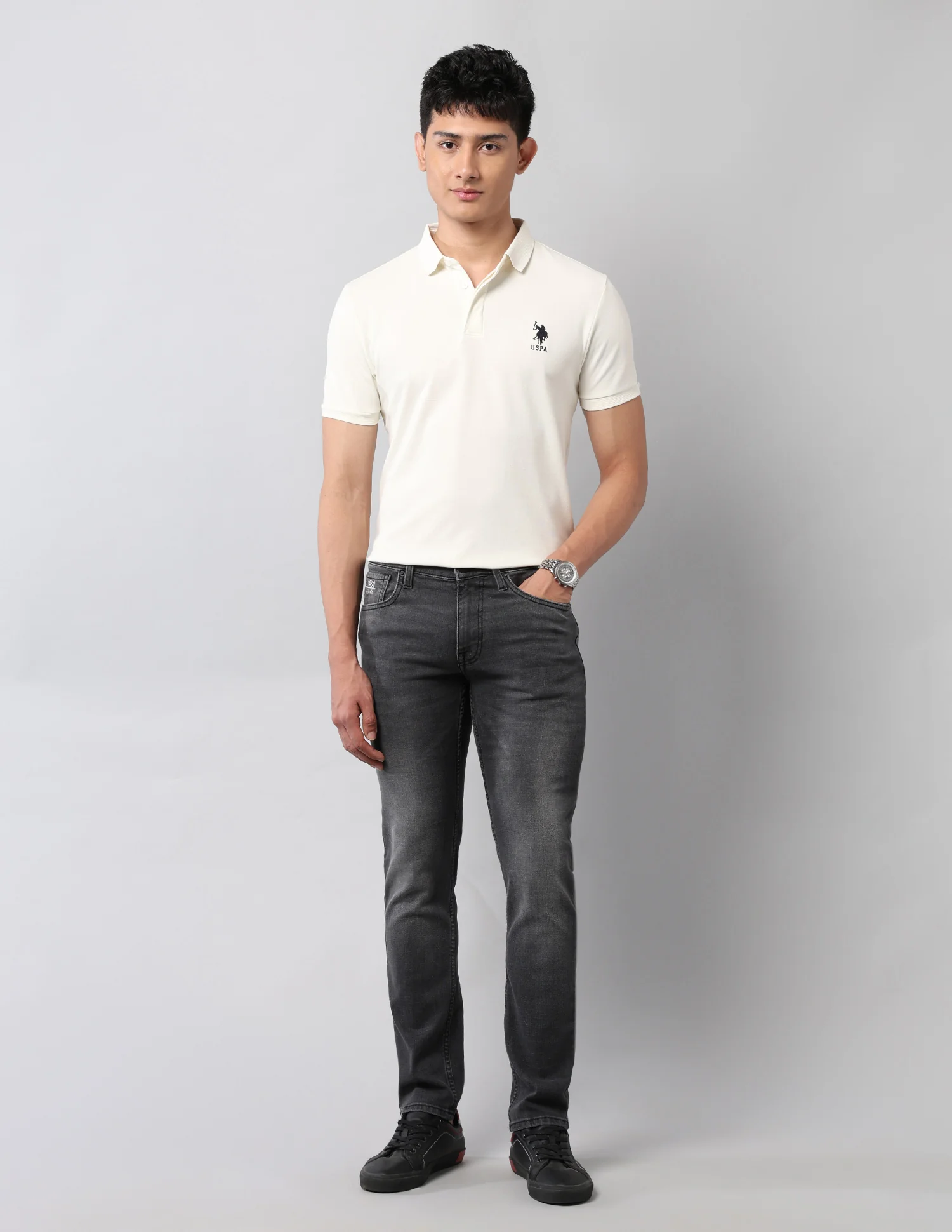 Brandon Slim Tapered Fit Black Jeans - Image 3