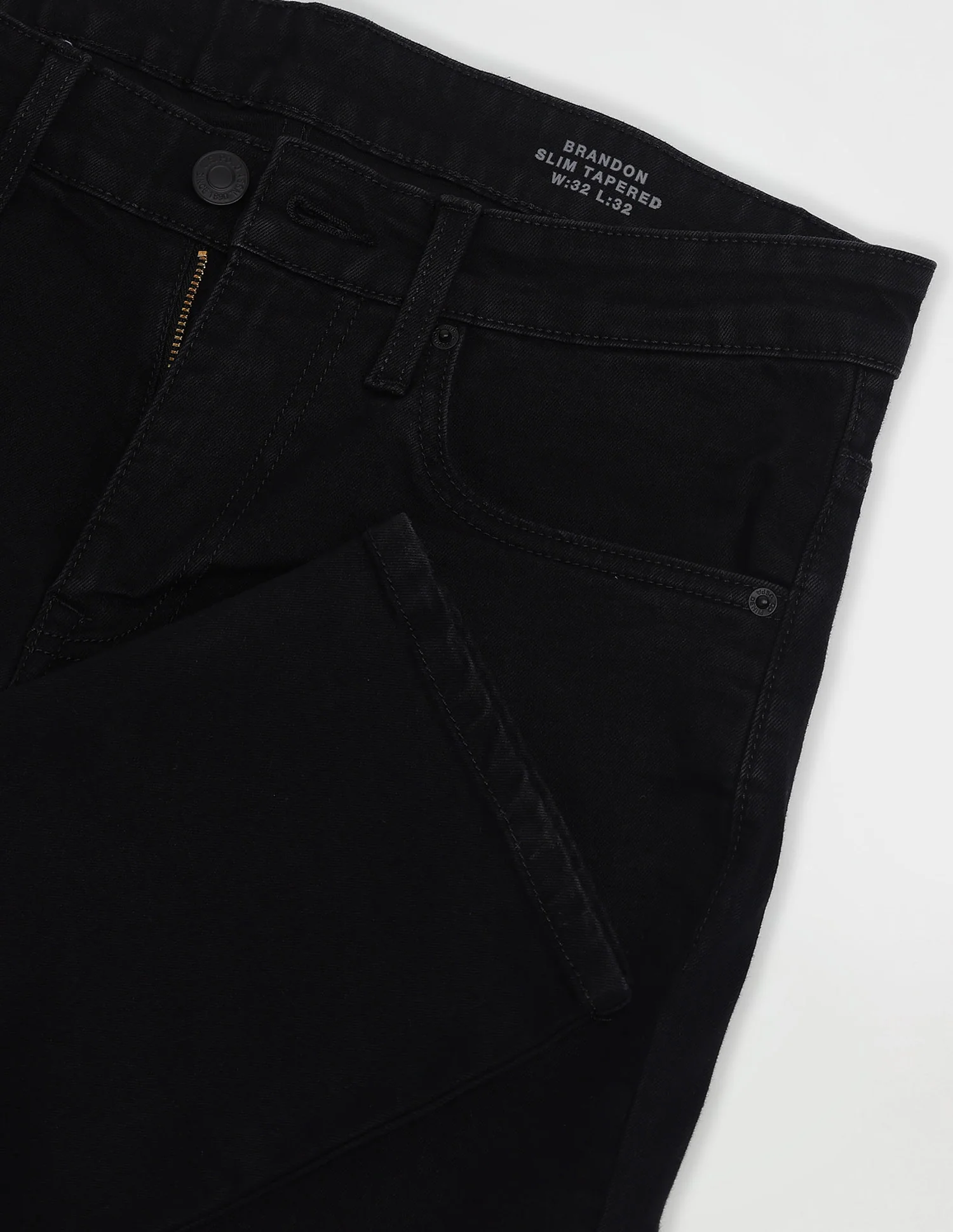 Brandon Slim Tapered Fit Black Jeans - Image 2