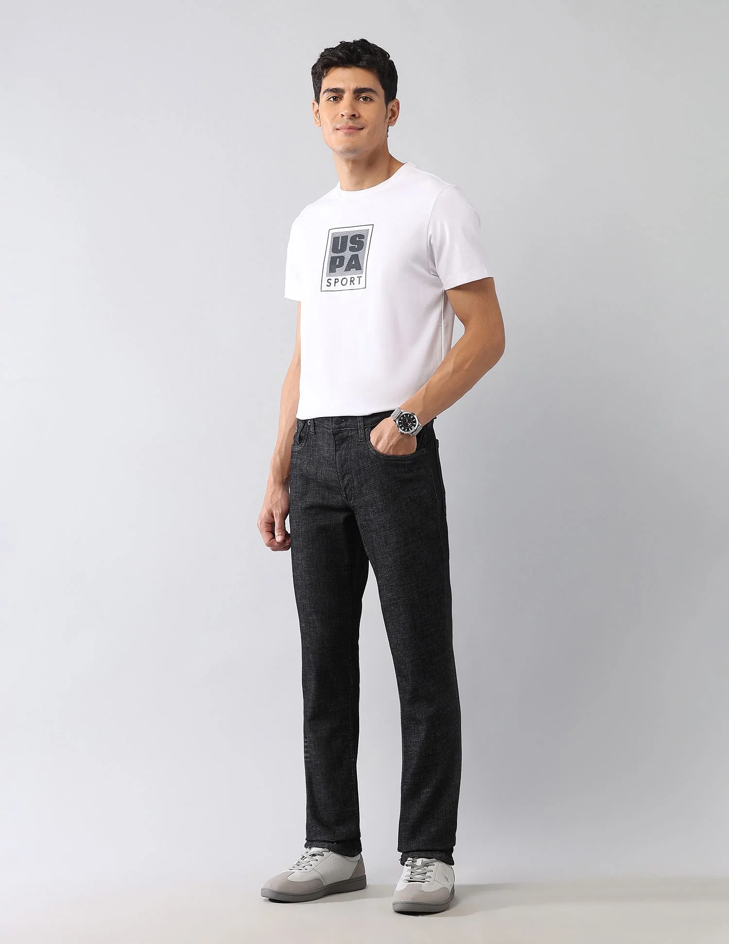 Brandon Slim Tapered Fit Black Jeans - Image 3