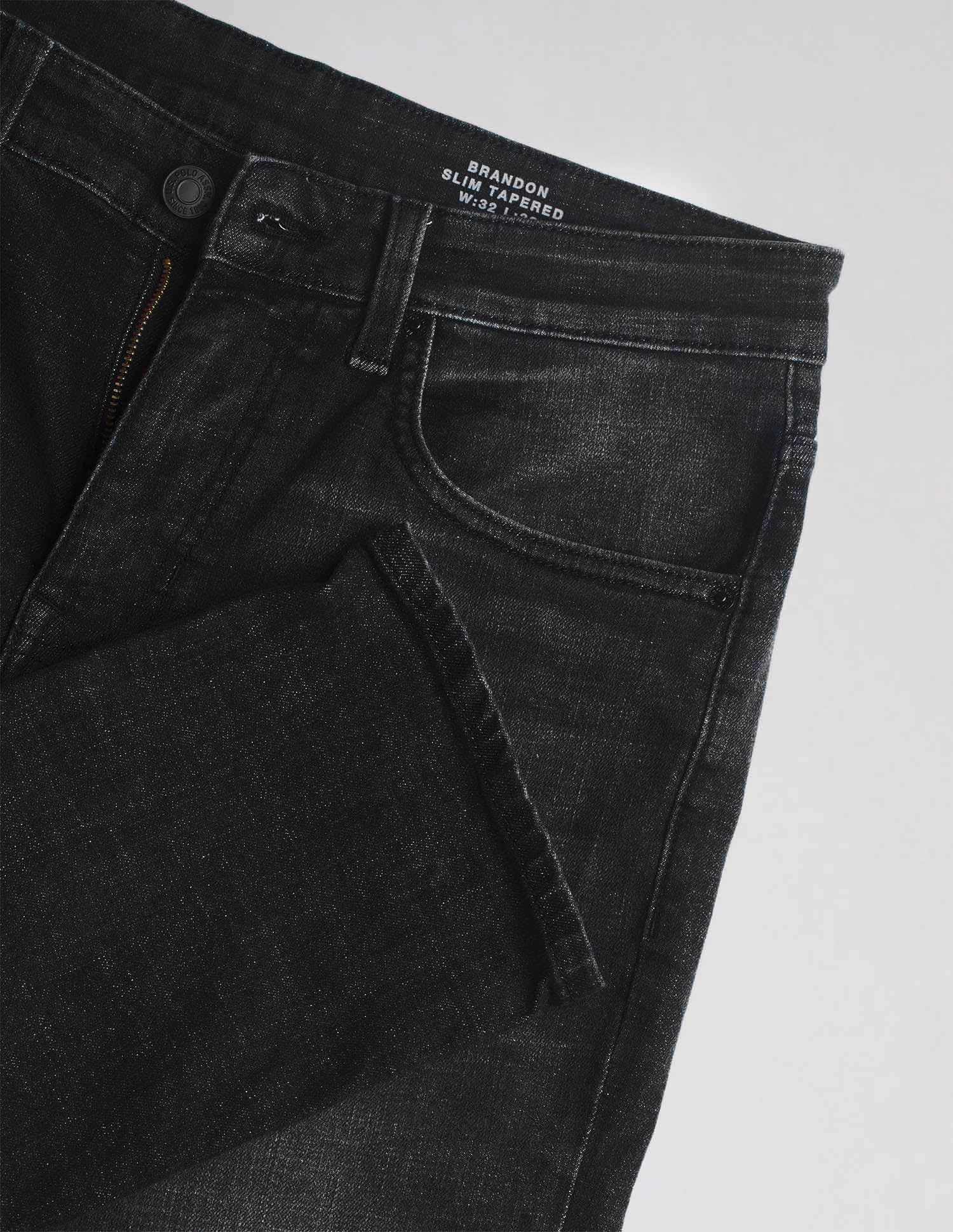 Brandon Slim Tapered Fit Black Jeans - Image 2