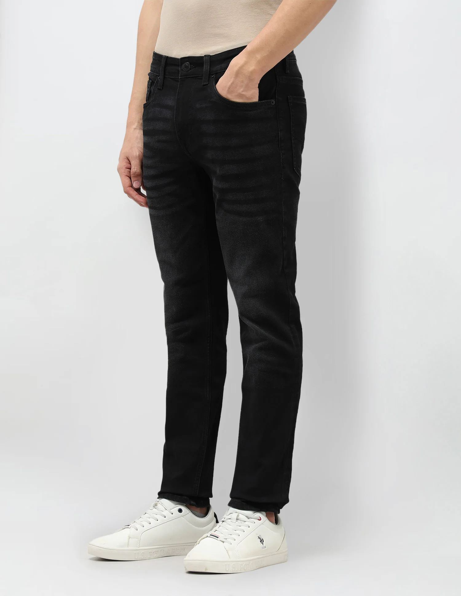 Brandon Slim Tapered Fit Black Jeans - Image 4