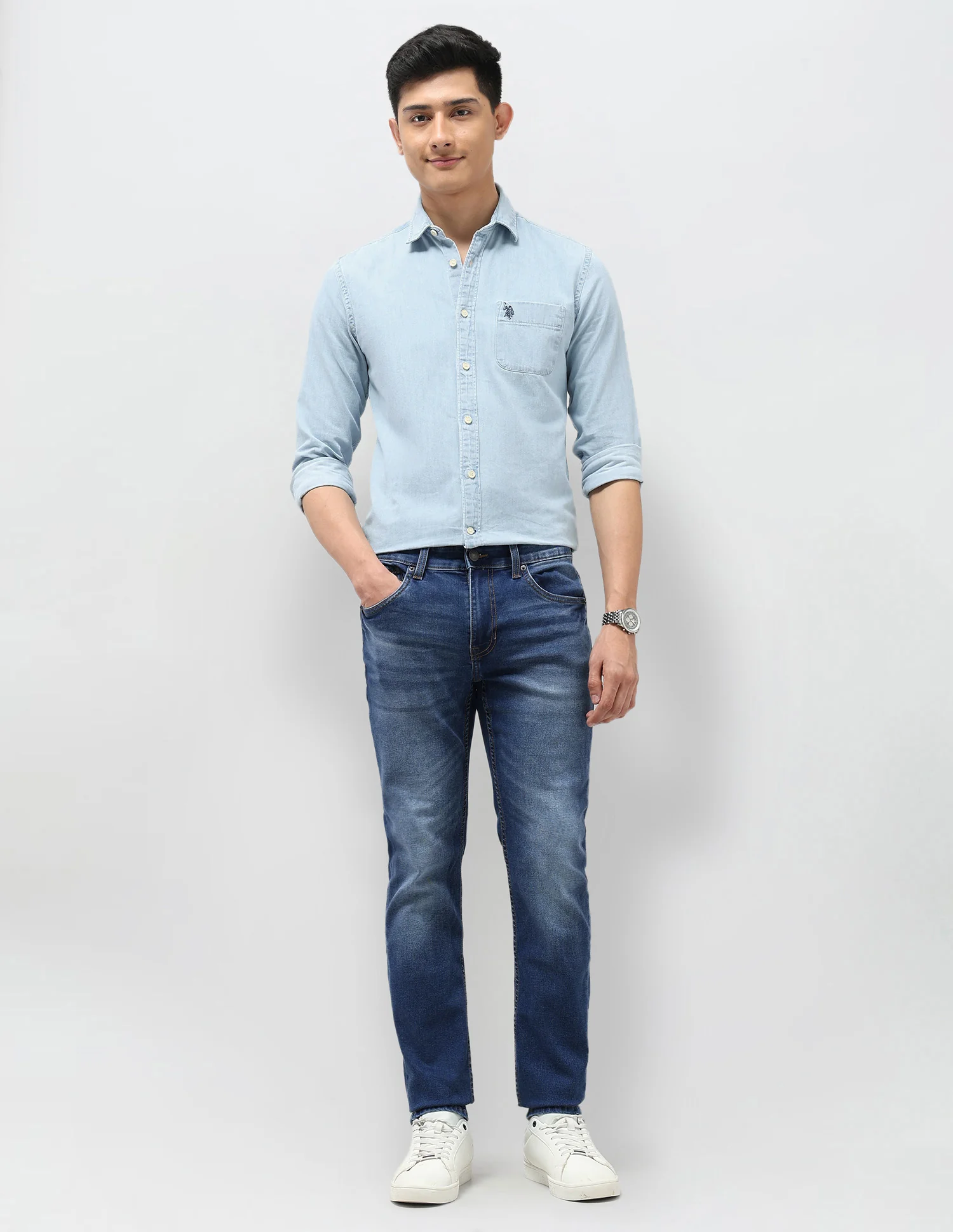 Brandon Slim Tapered Fit Blue Jeans - Image 3