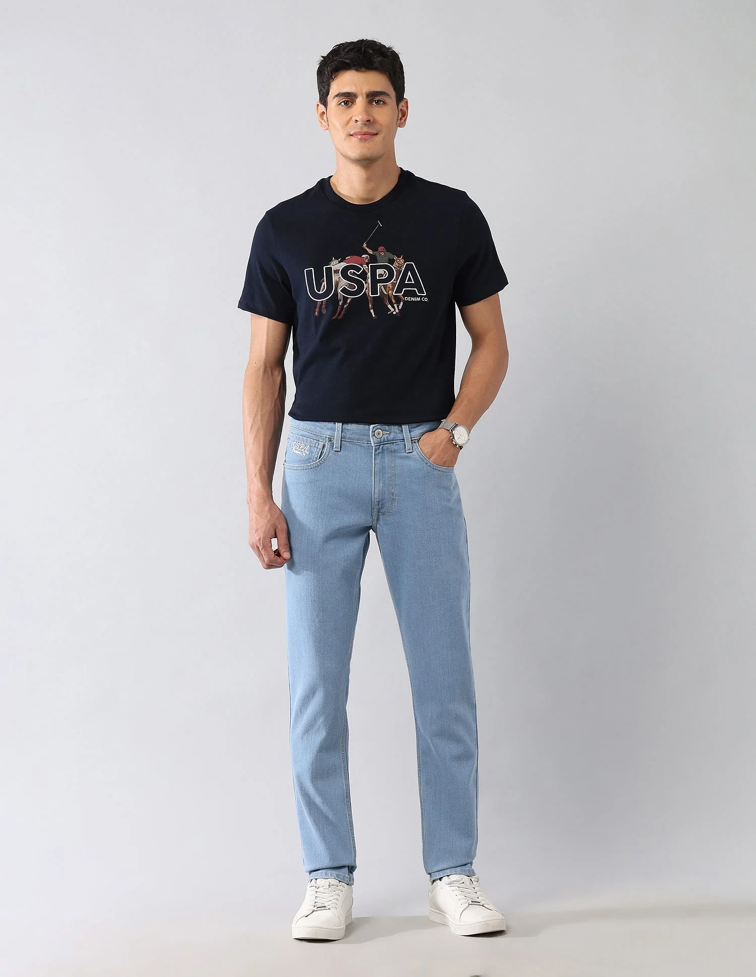Brandon Slim Tapered Fit Blue Jeans - Image 3