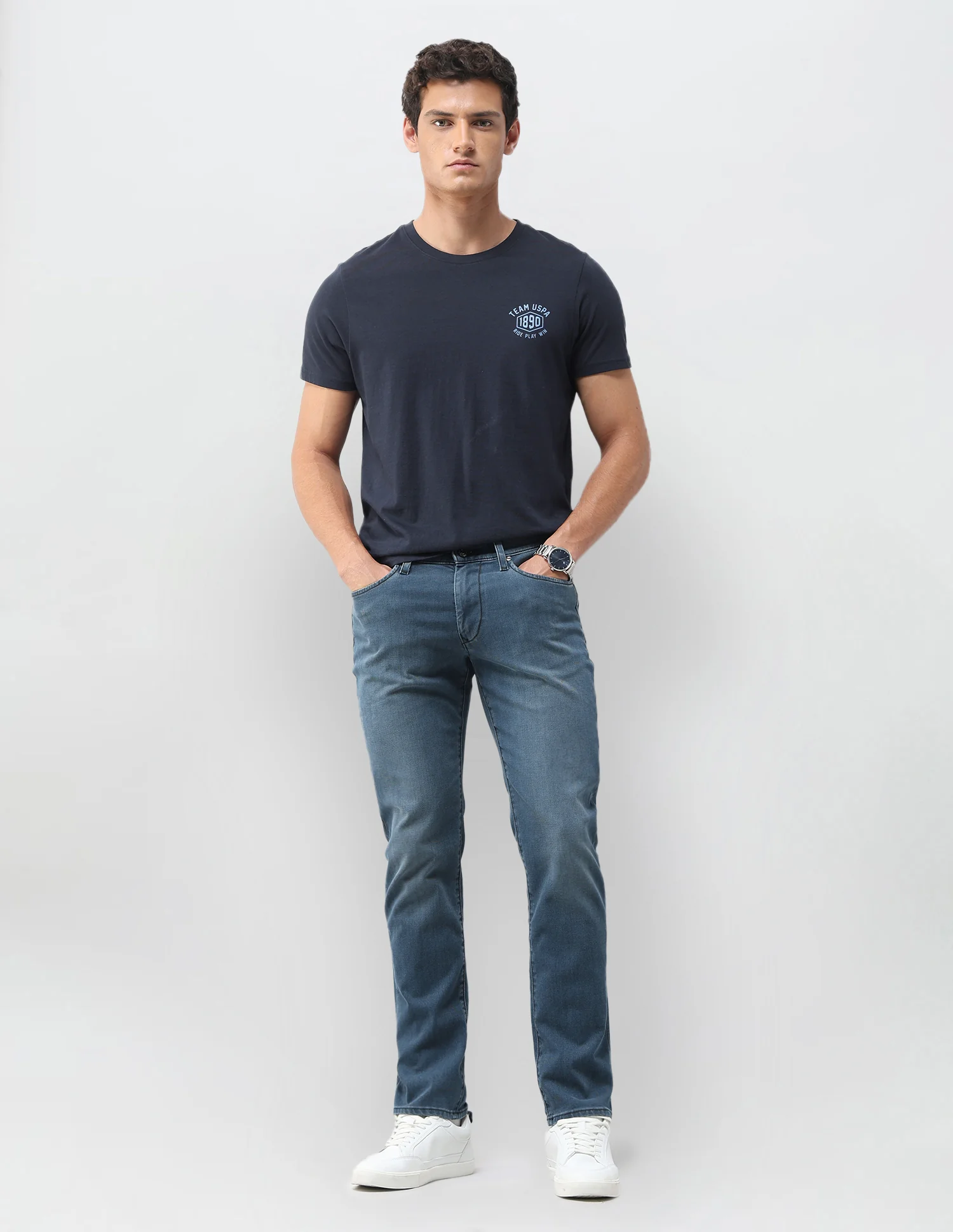 Brandon Slim Tapered Fit Blue Jeans - Image 3