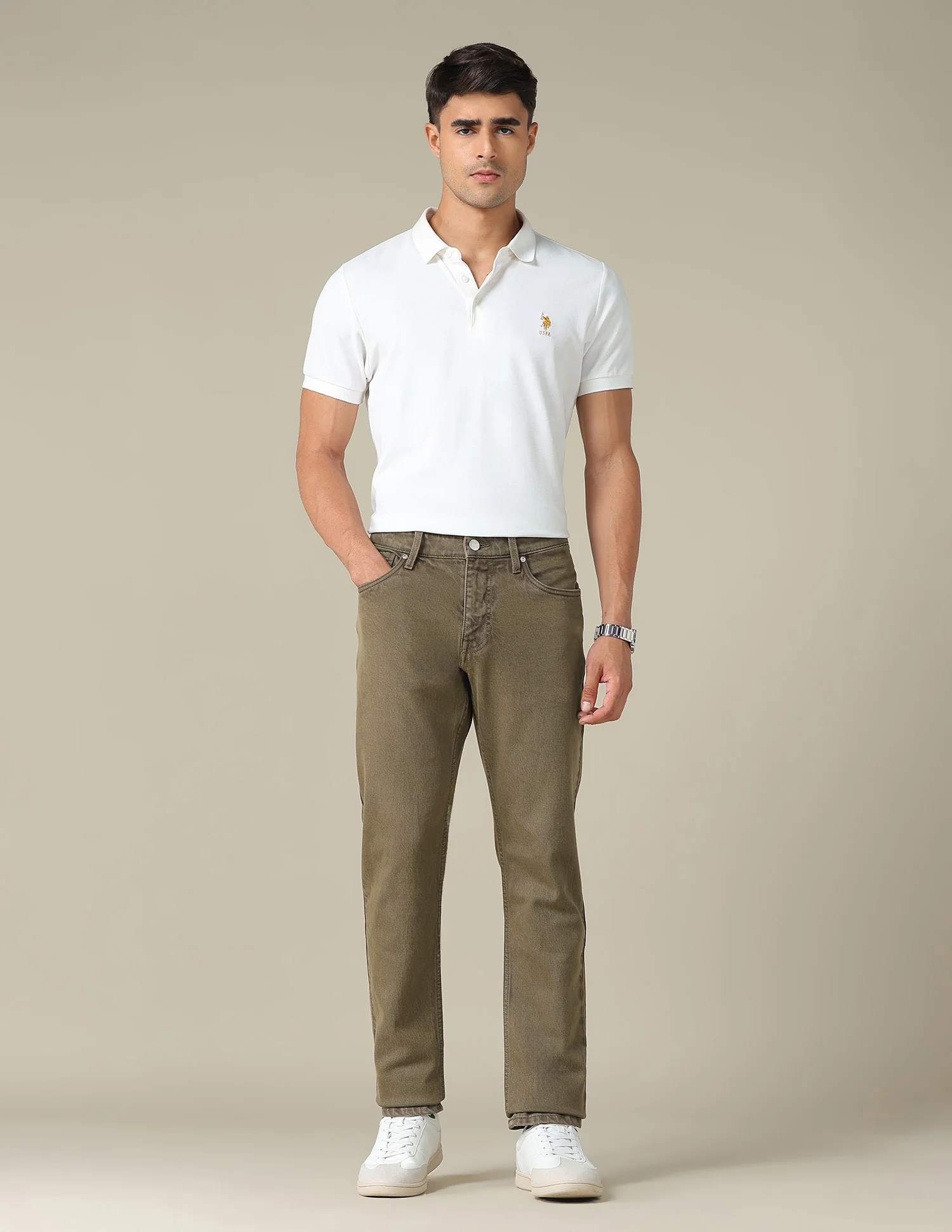 Brandon Slim Tapered Fit Brown Jeans - Image 3