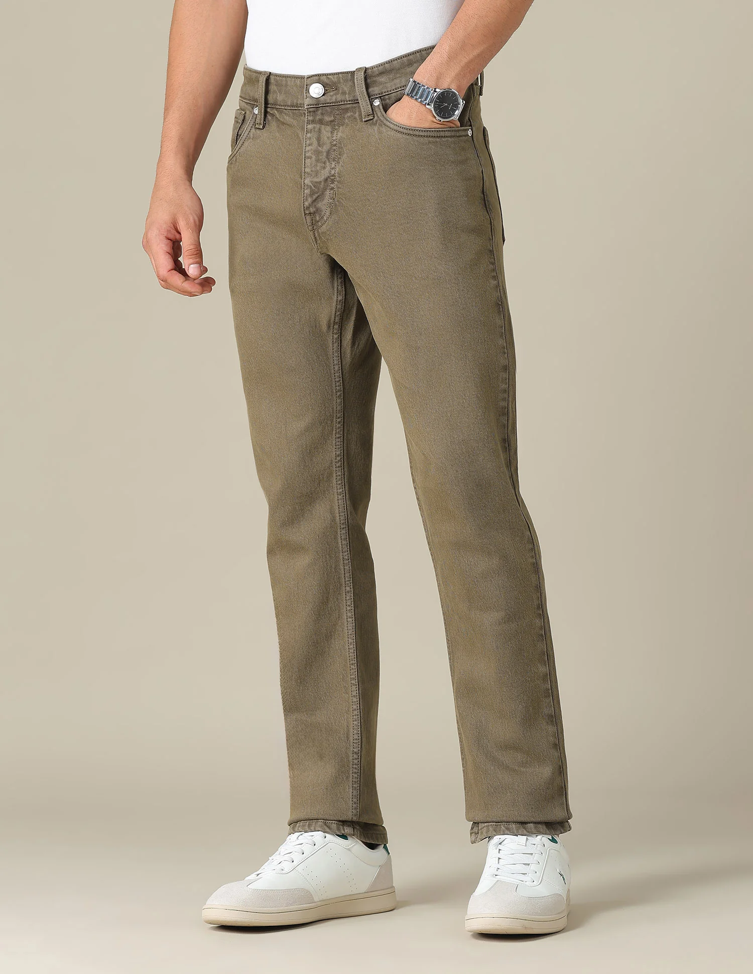 Brandon Slim Tapered Fit Brown Jeans - Image 4