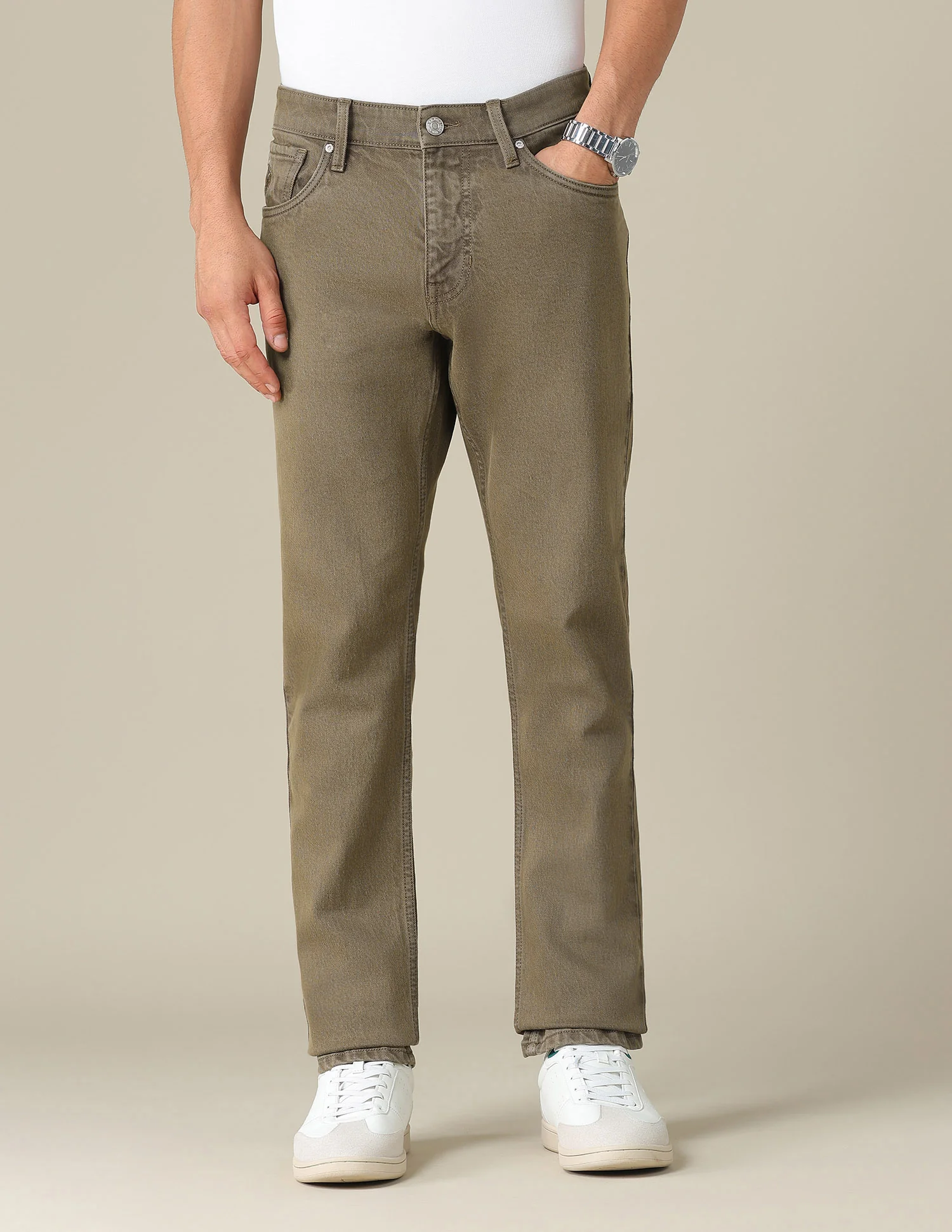 Brandon Slim Tapered Fit Brown Jeans - Image 6