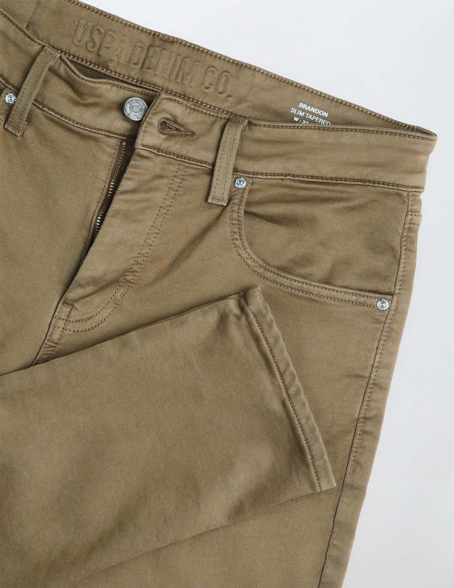 Brandon Slim Tapered Fit Brown Jeans - Image 2