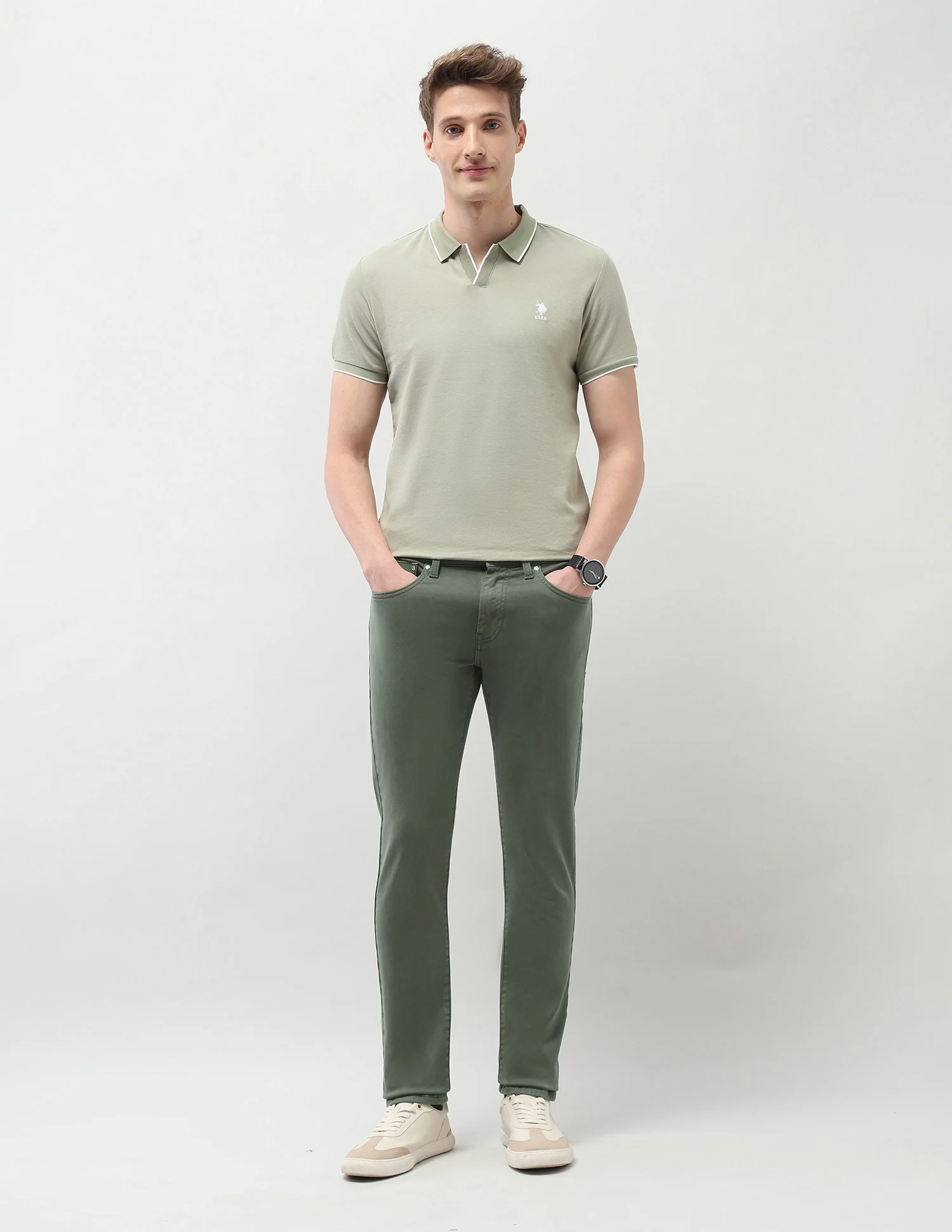 Brandon Slim Tapered Fit Green Jeans - Image 3