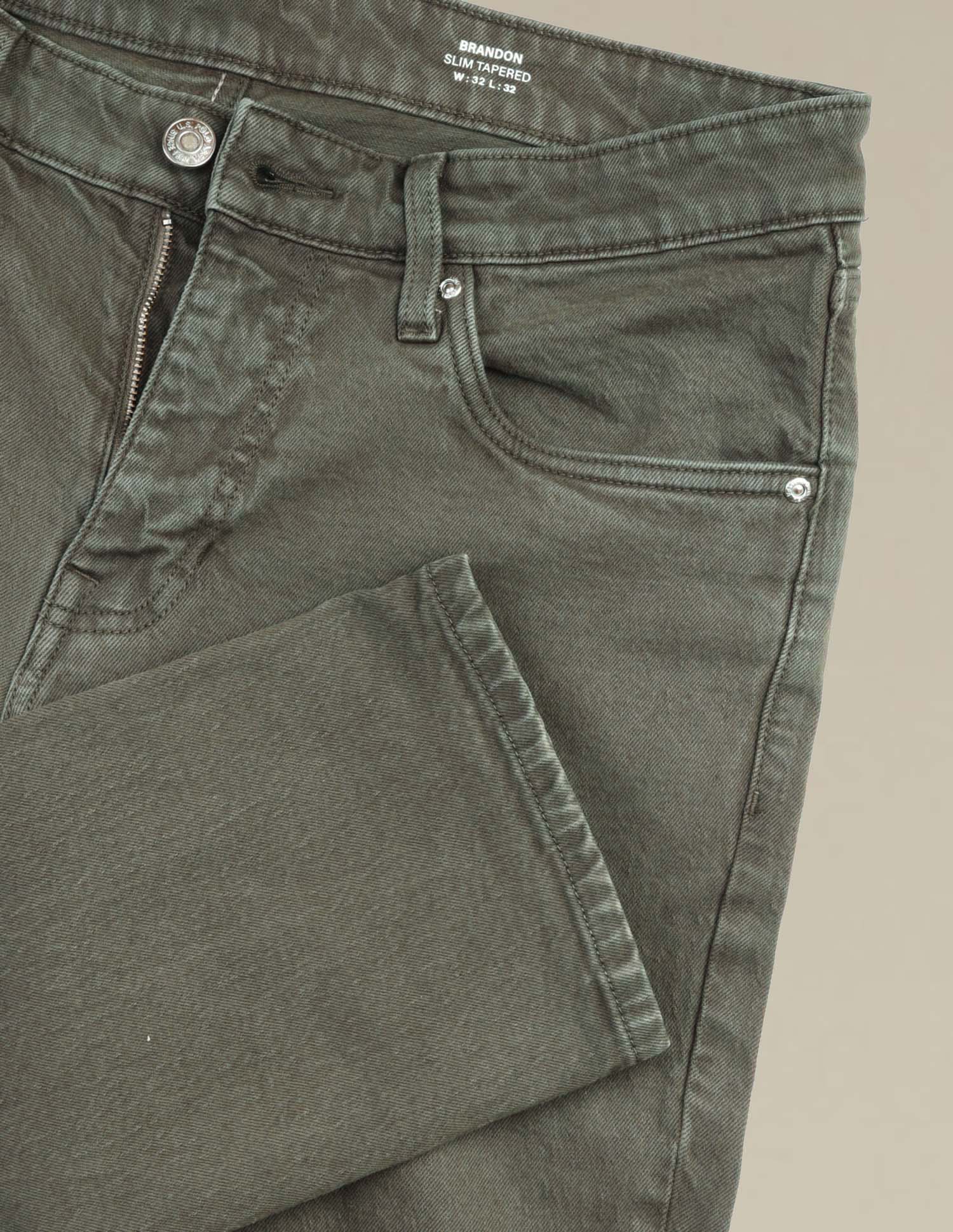 Brandon Slim Tapered Fit Green Jeans - Image 2
