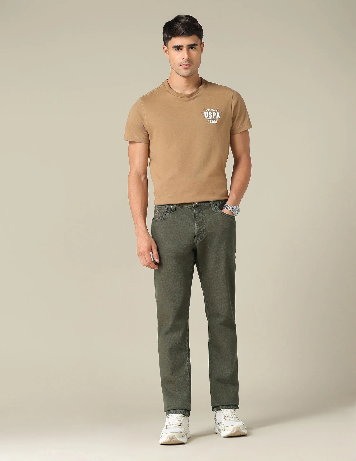Brandon Slim Tapered Fit Green Jeans - Image 3