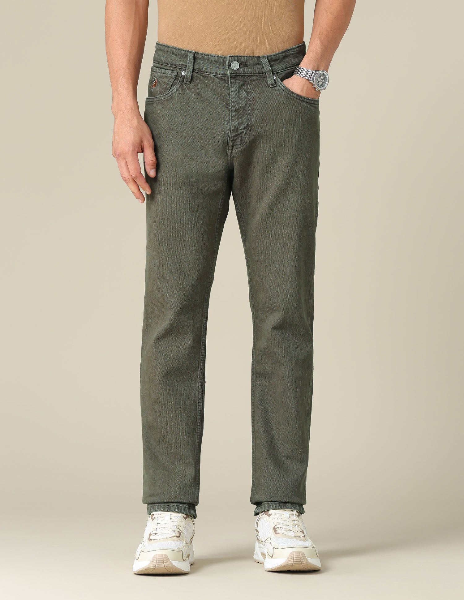 Brandon Slim Tapered Fit Green Jeans - Image 6