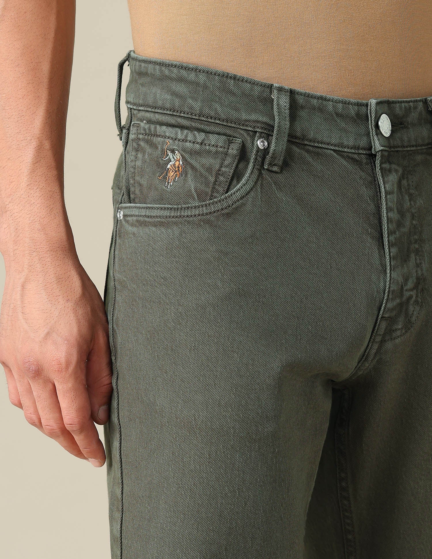 Brandon Slim Tapered Fit Green Jeans - Image 7