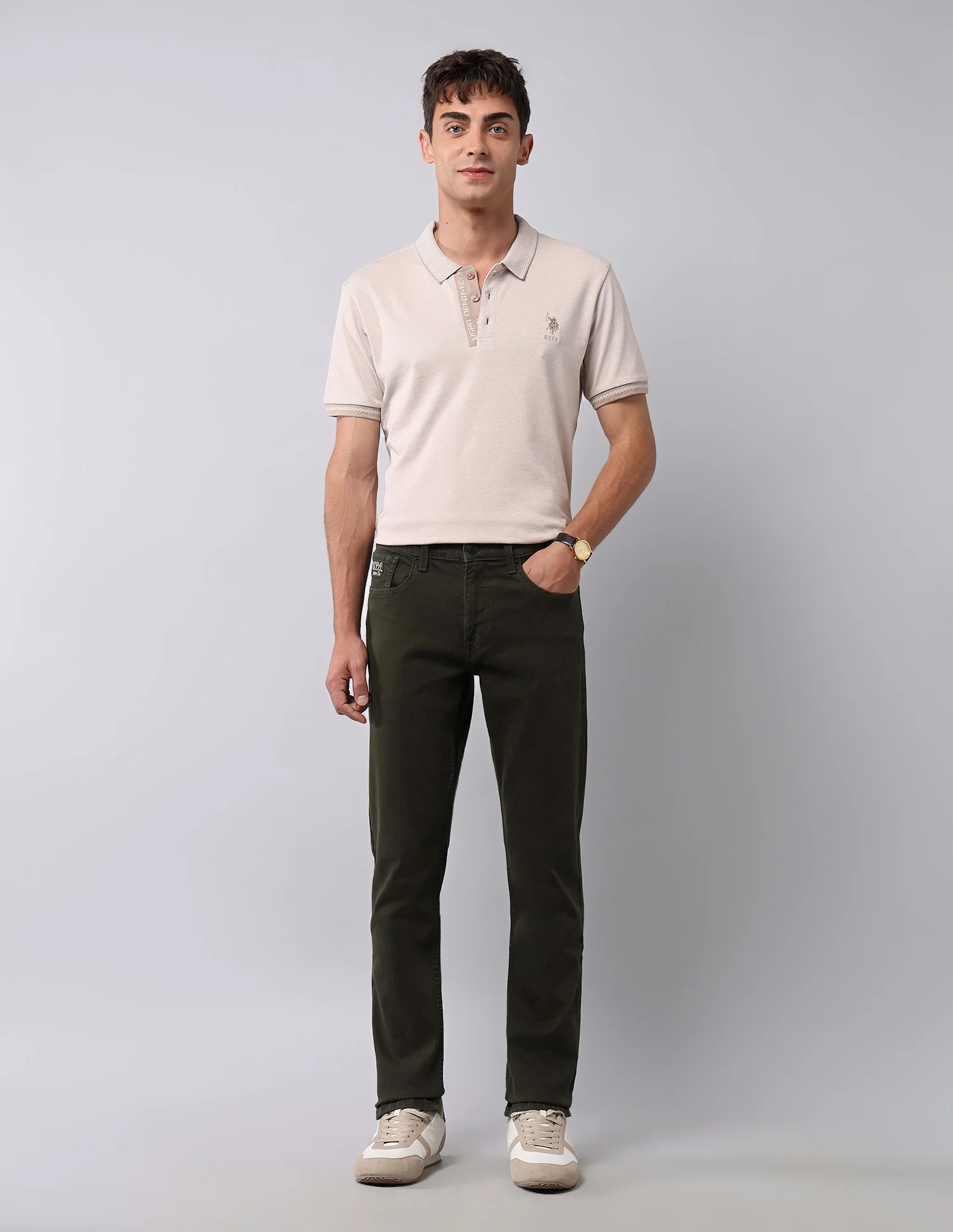 Brandon Slim Tapered Fit Green Jeans - Image 3