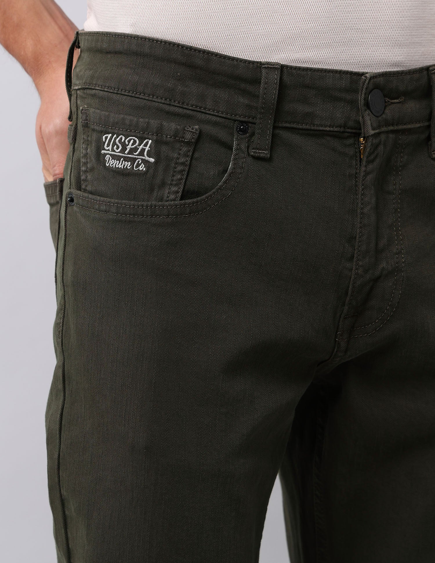Brandon Slim Tapered Fit Green Jeans - Image 7