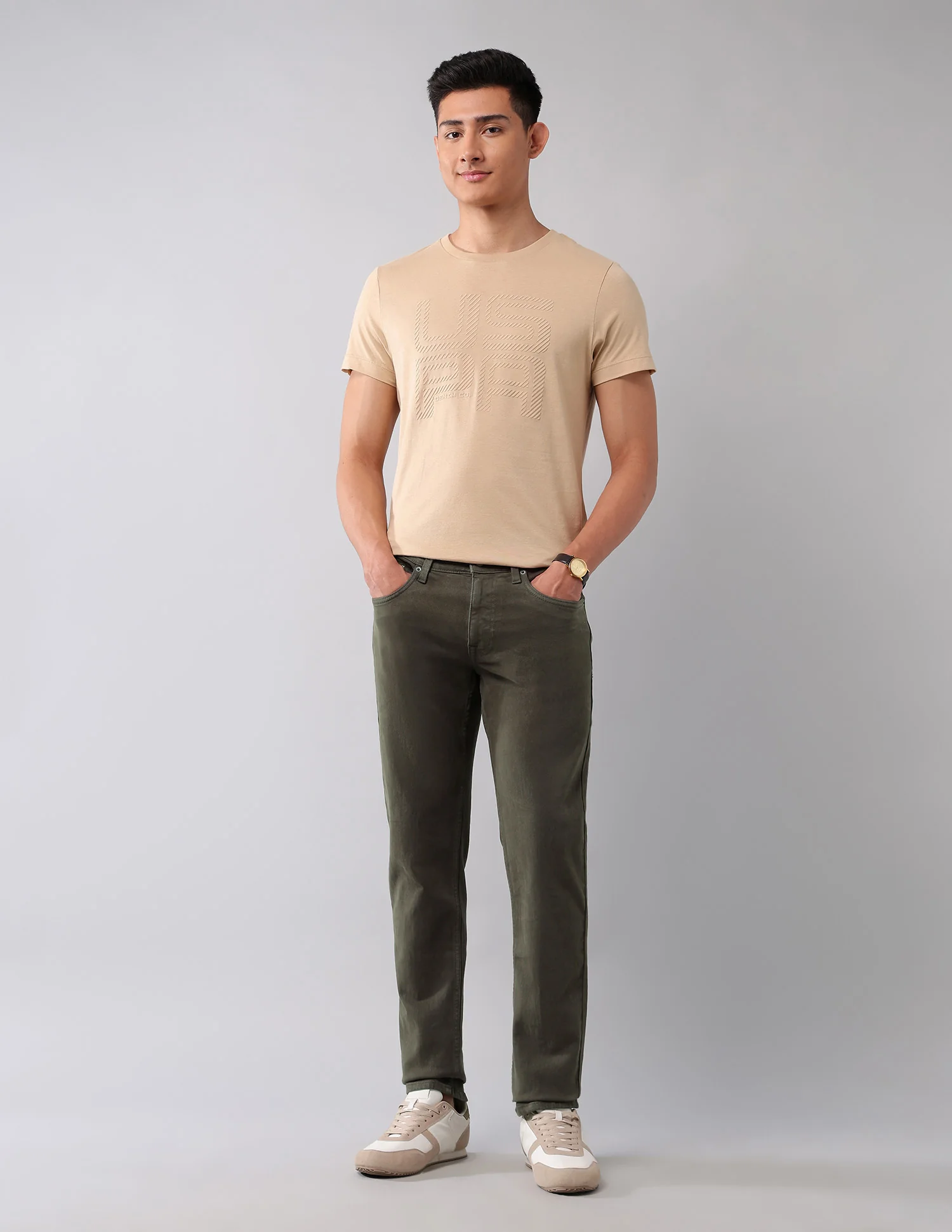 Brandon Slim Tapered Fit Green Jeans - Image 3