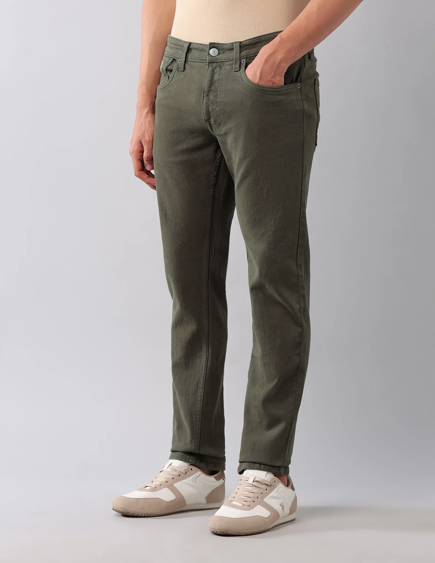 Brandon Slim Tapered Fit Green Jeans - Image 4