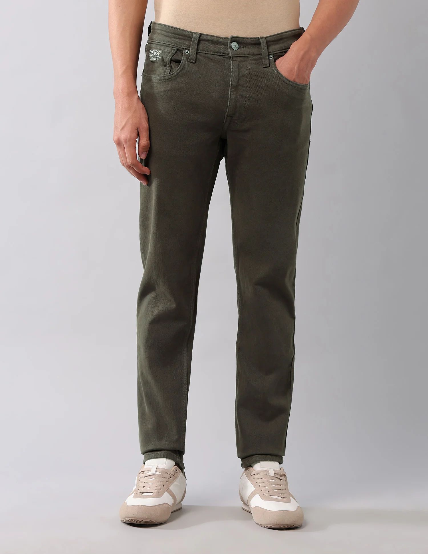 Brandon Slim Tapered Fit Green Jeans - Image 6
