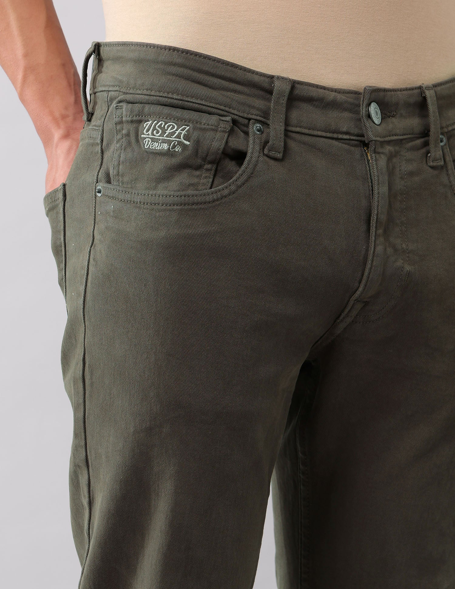 Brandon Slim Tapered Fit Green Jeans - Image 7