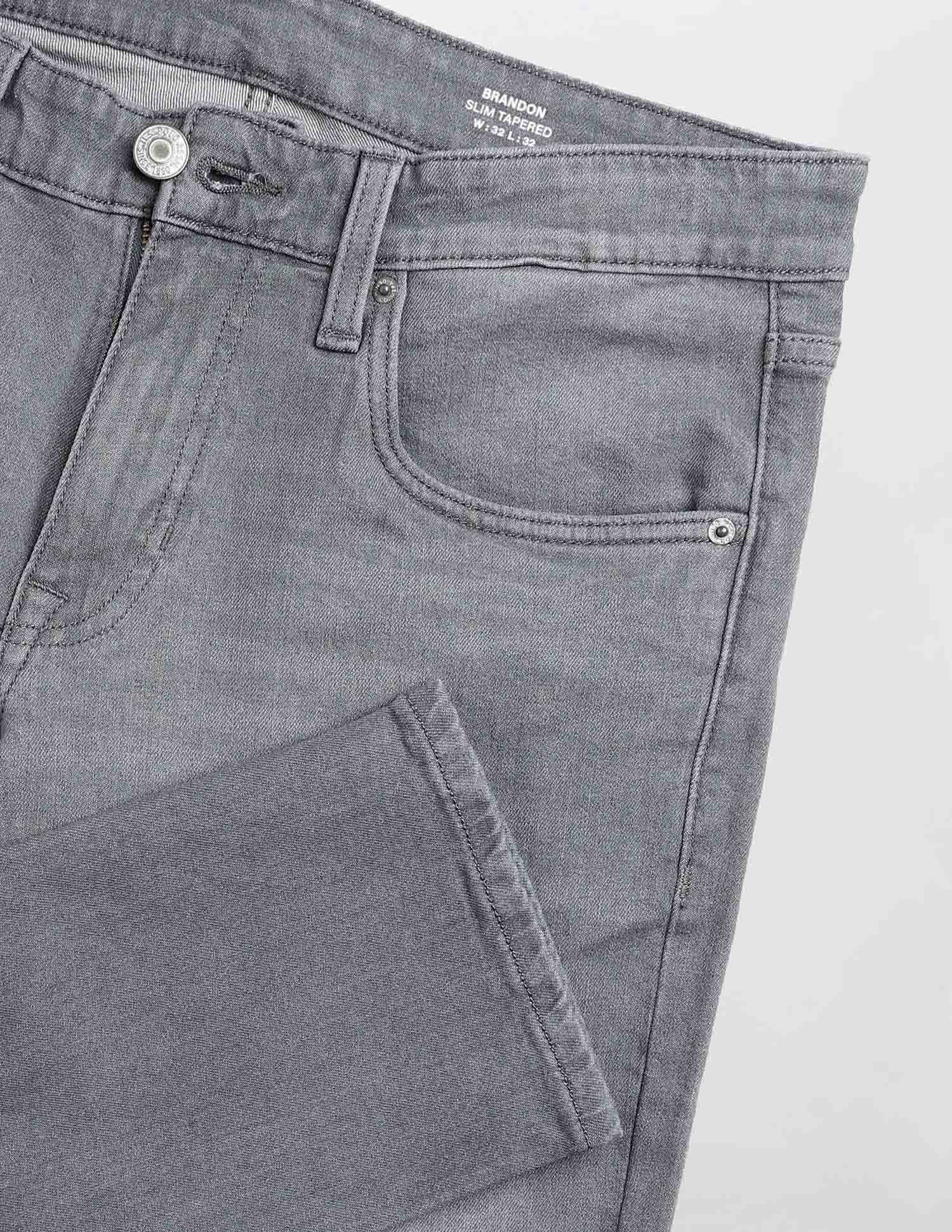 Brandon Slim Tapered Fit Grey Jeans - Image 2