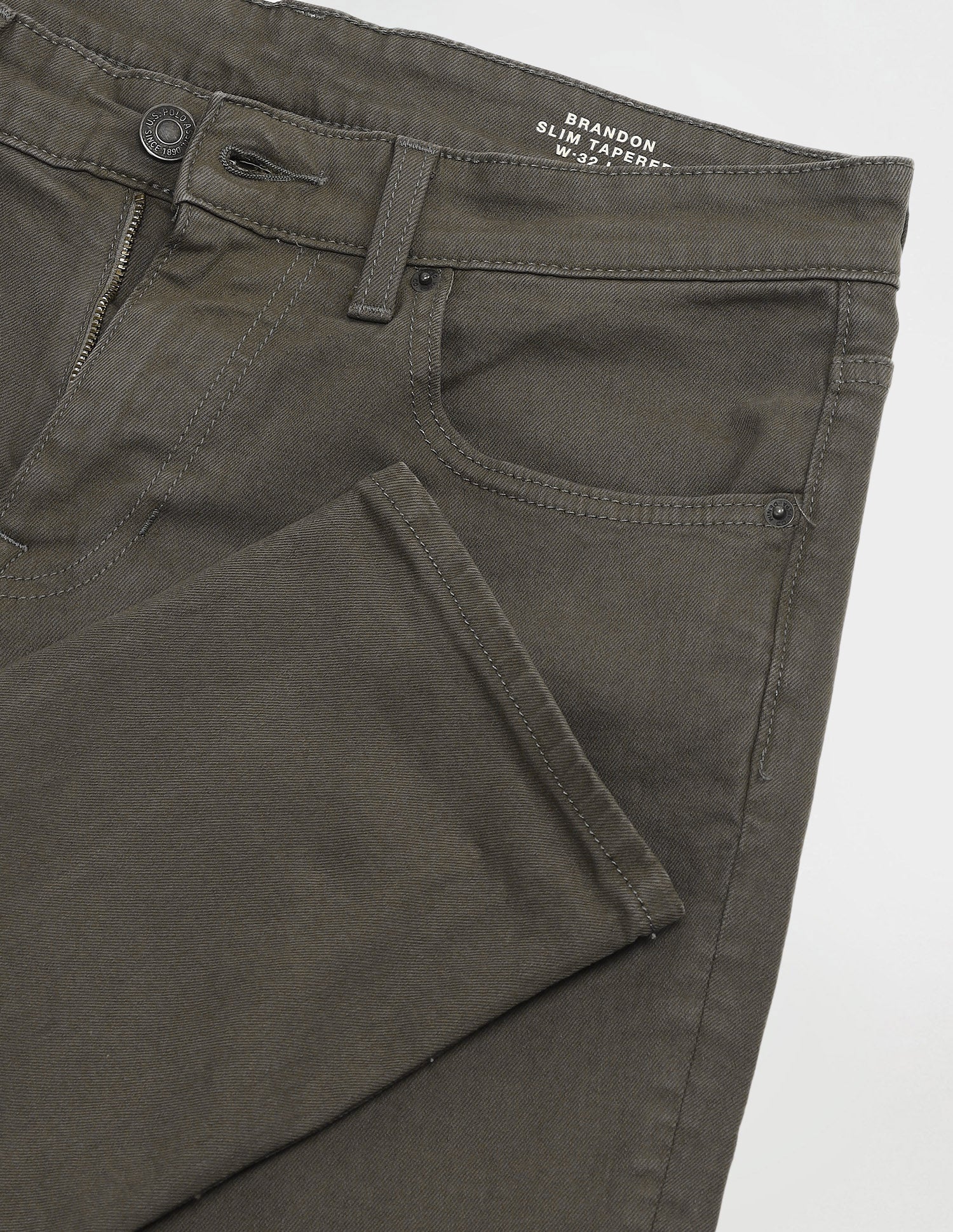 Brandon Slim Tapered Fit Olive Jeans - Image 2