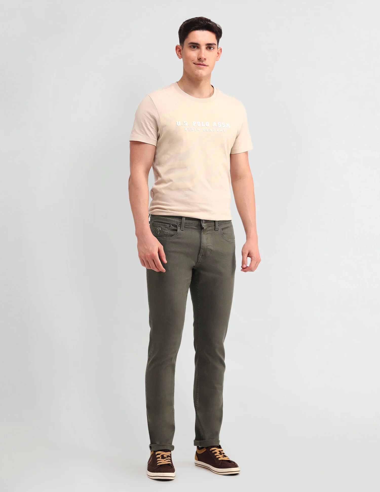 Brandon Slim Tapered Fit Olive Jeans - Image 3