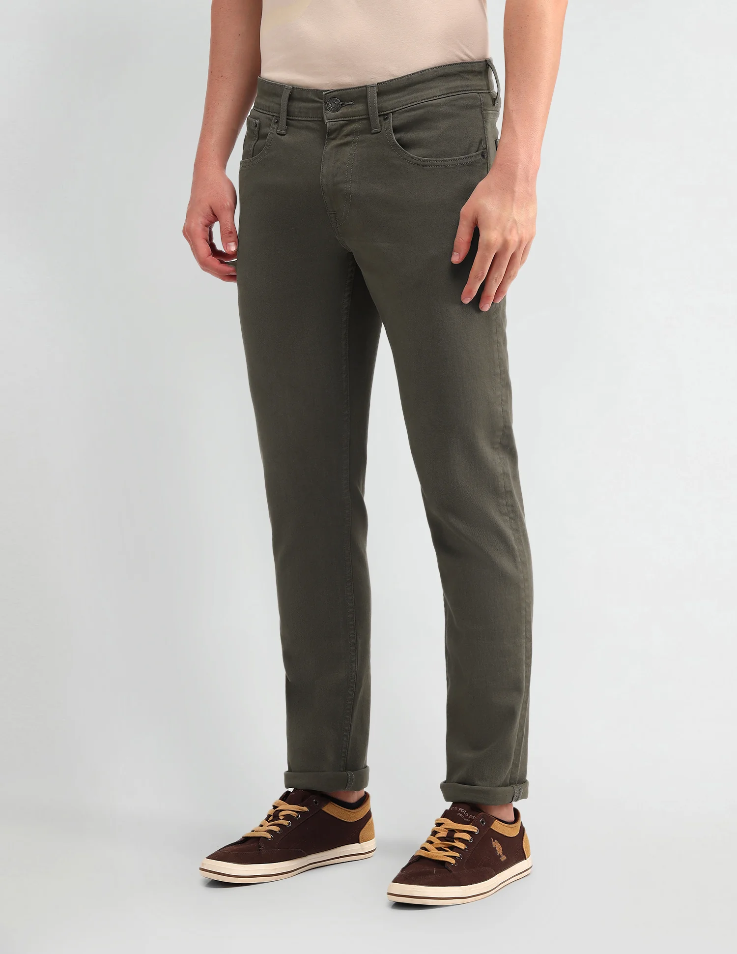 Brandon Slim Tapered Fit Olive Jeans - Image 4