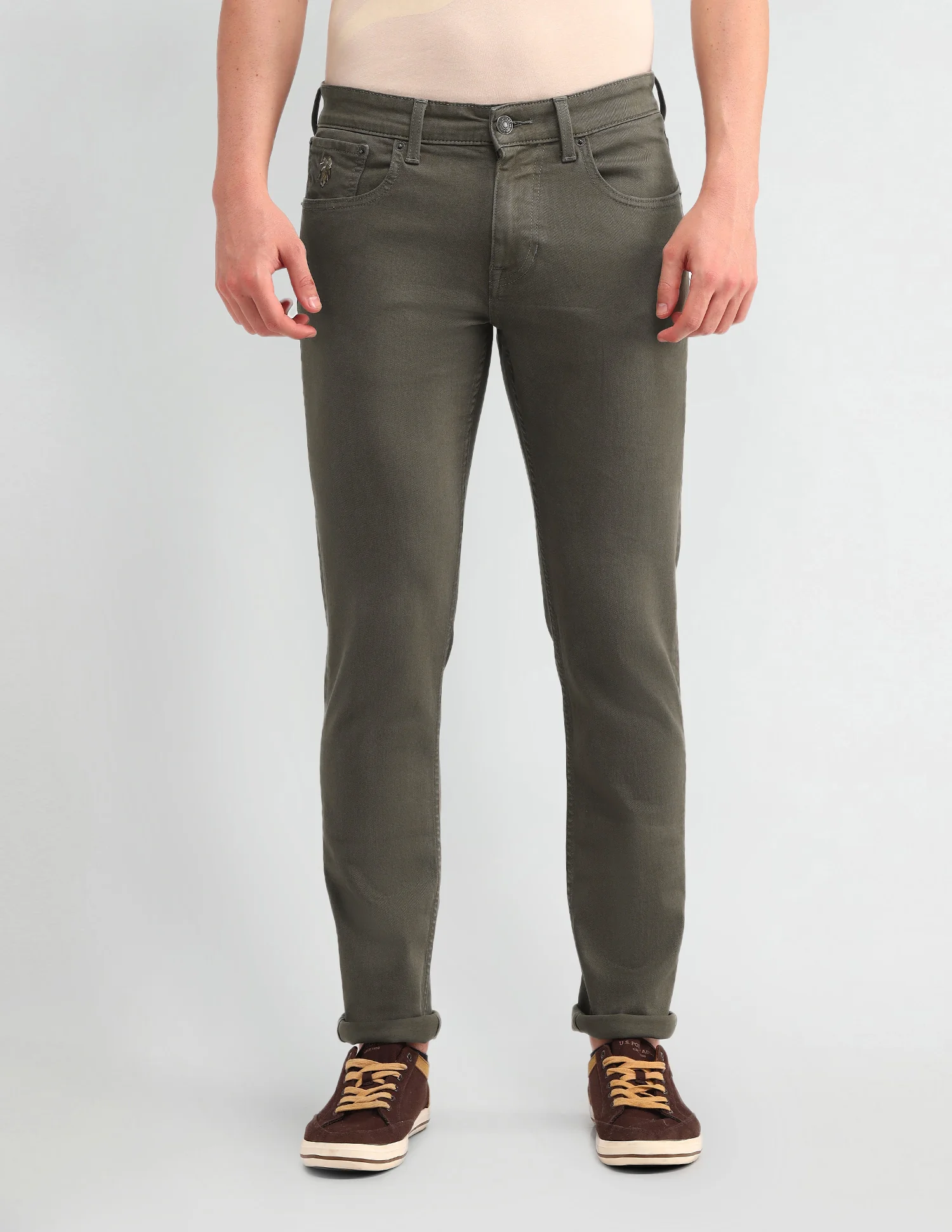 Brandon Slim Tapered Fit Olive Jeans - Image 6