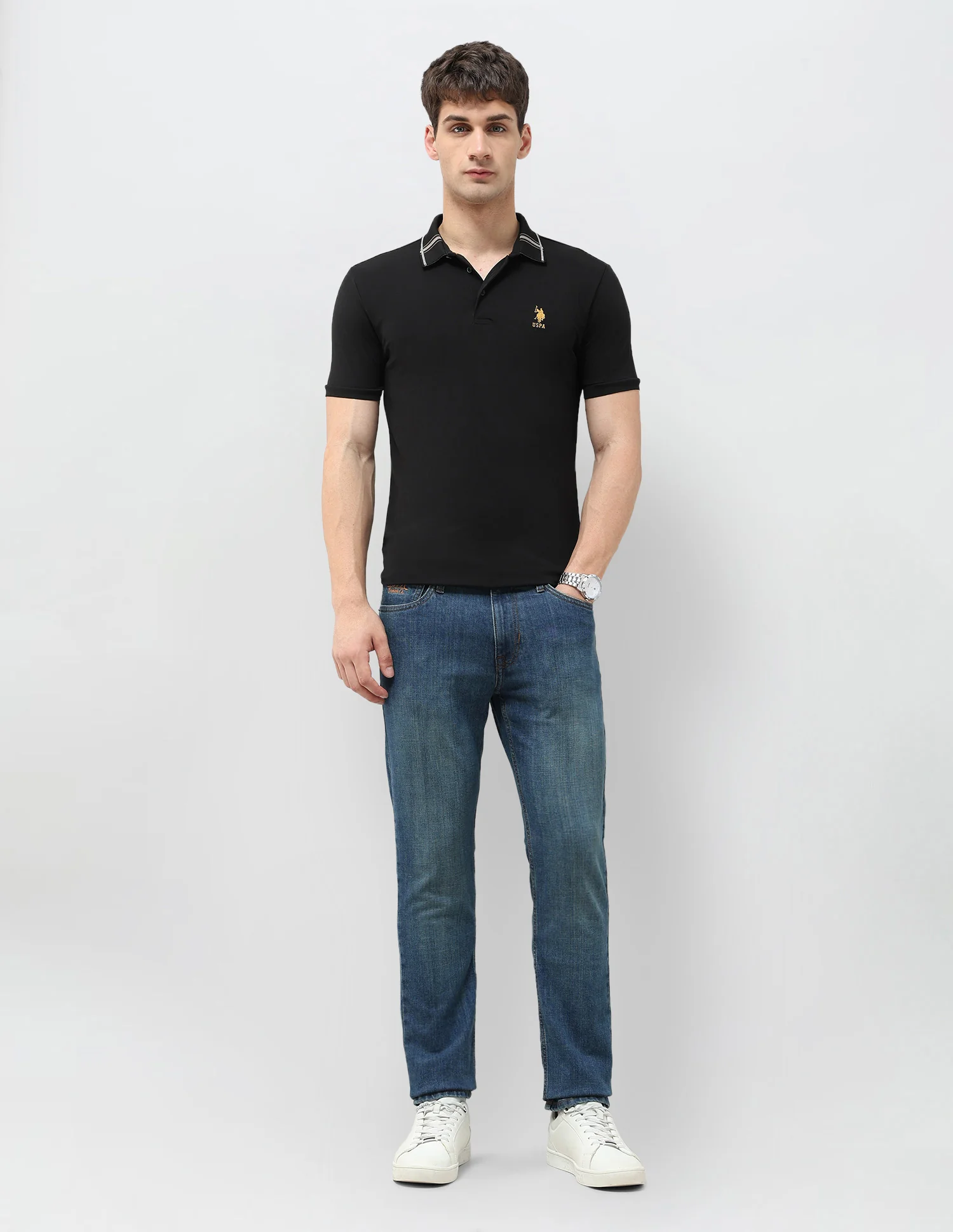 Brandon Slim Tapered Fit Stone Washed Jeans - Image 3