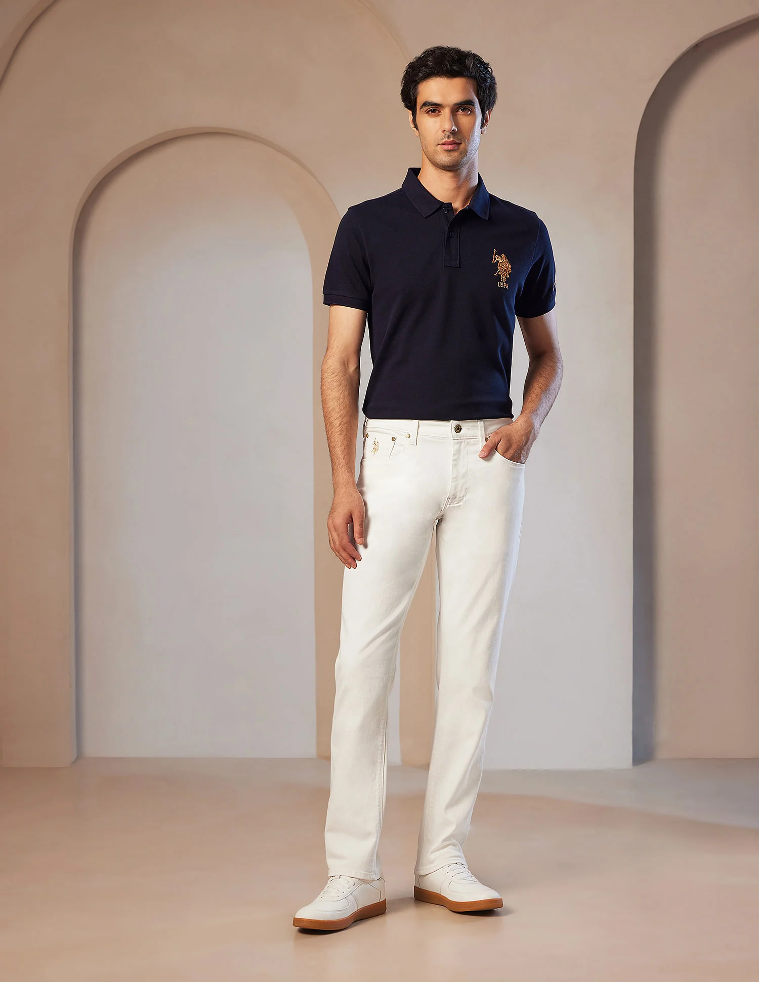 Brandon Slim Tapered Fit White Jeans - Image 3