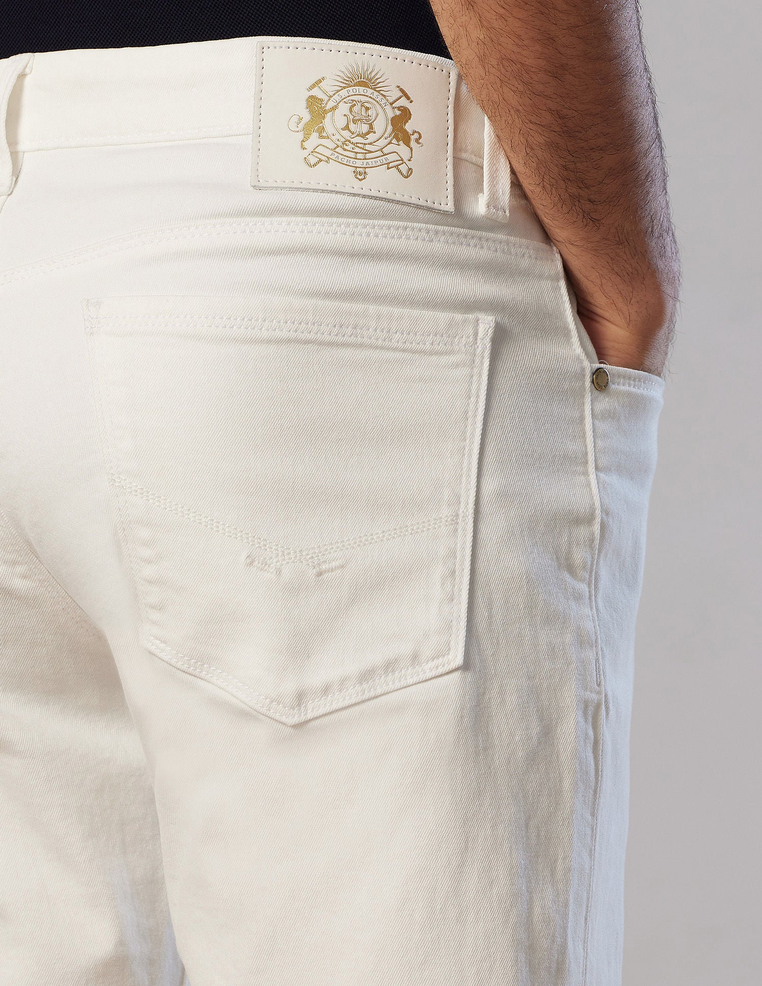 Brandon Slim Tapered Fit White Jeans - Image 7