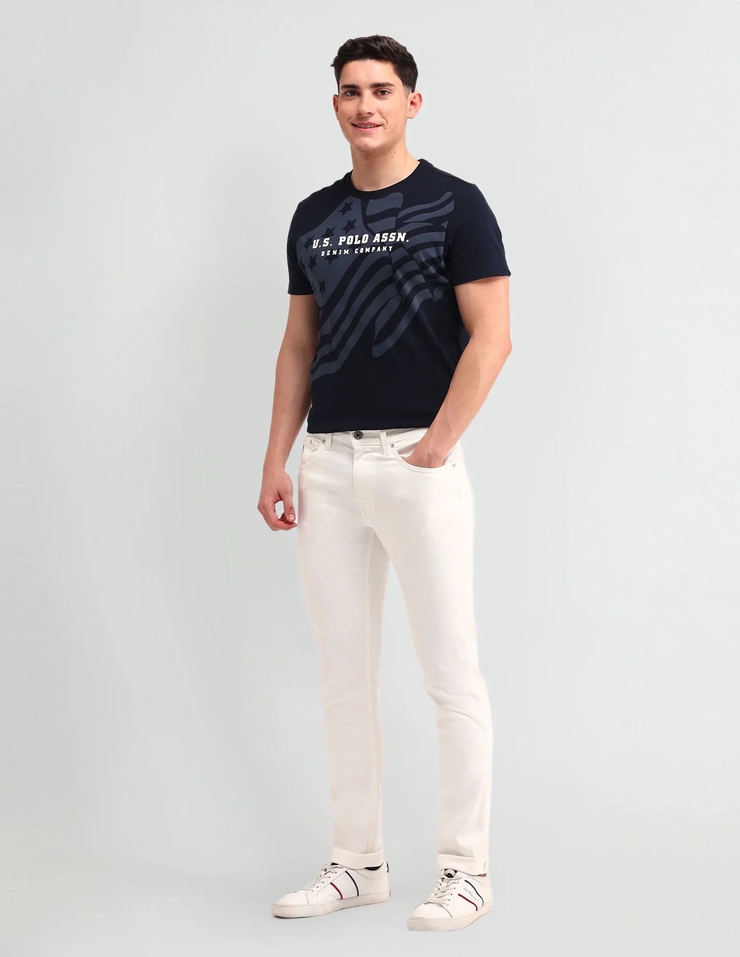 Brandon Slim Tapered Fit White Jeans - Image 3