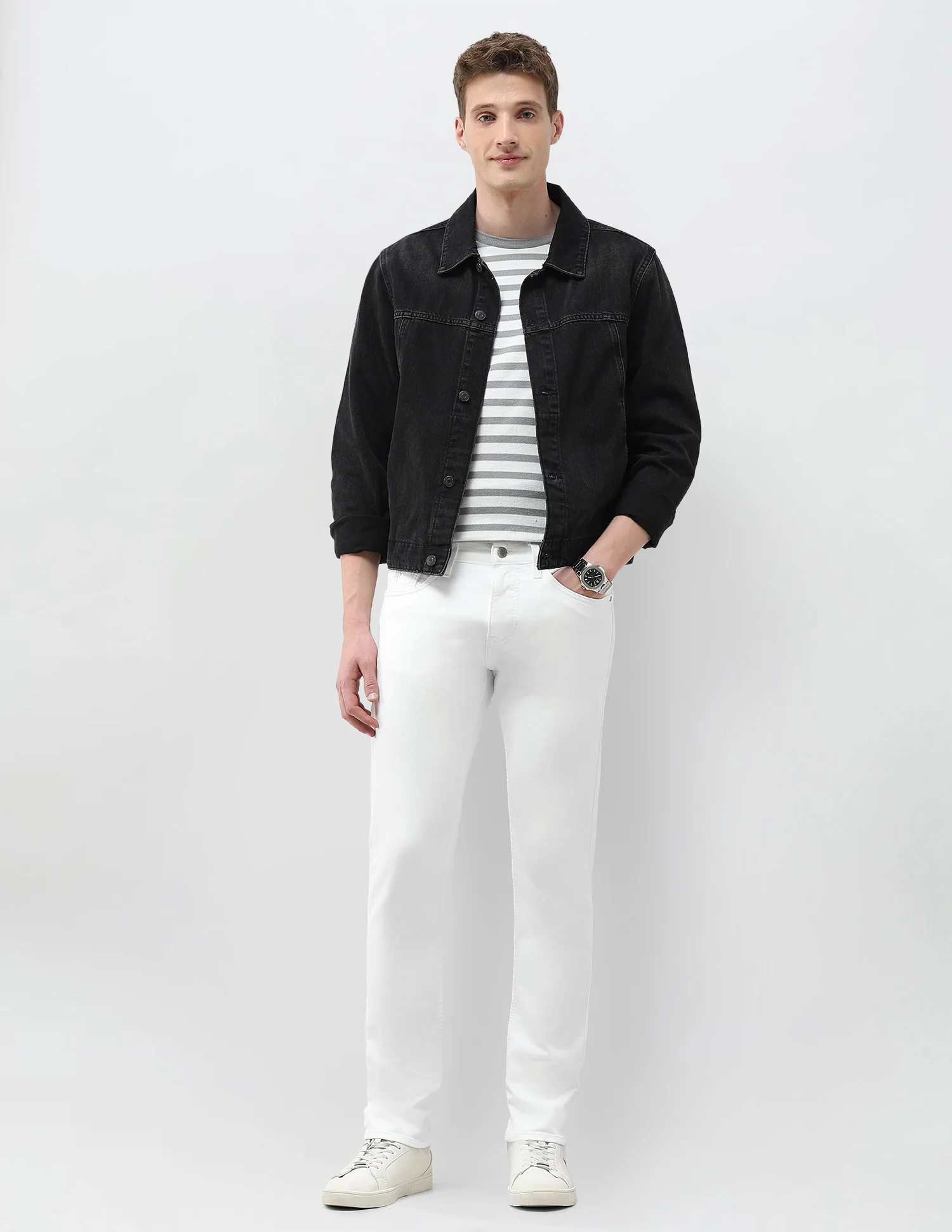 Brandon Slim Tapered Fit White Jeans - Image 3