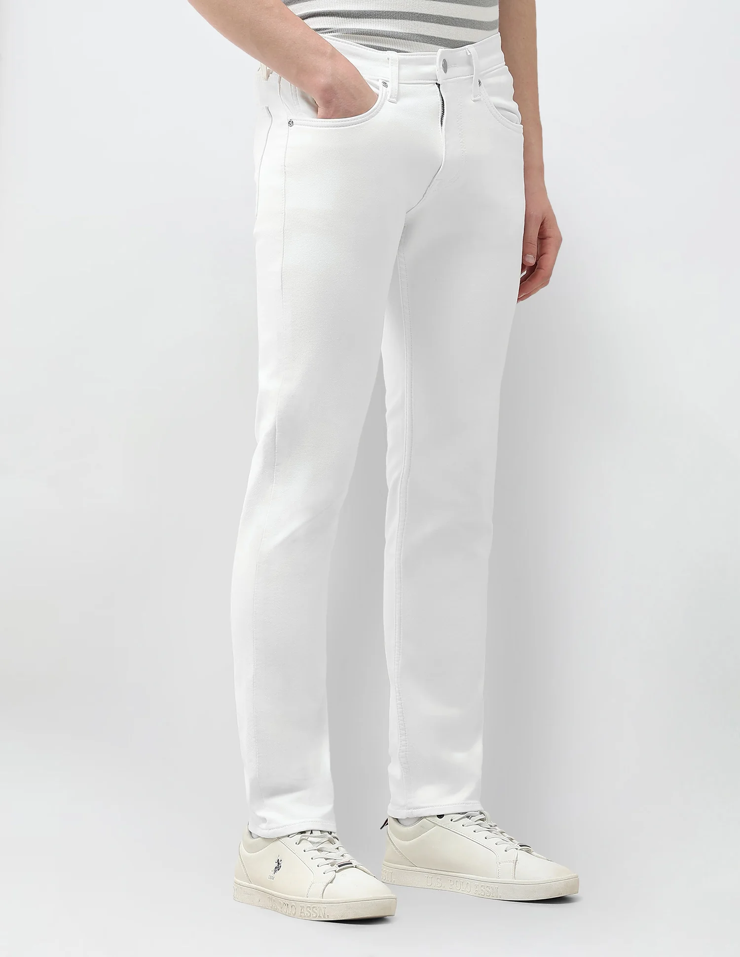 Brandon Slim Tapered Fit White Jeans - Image 4