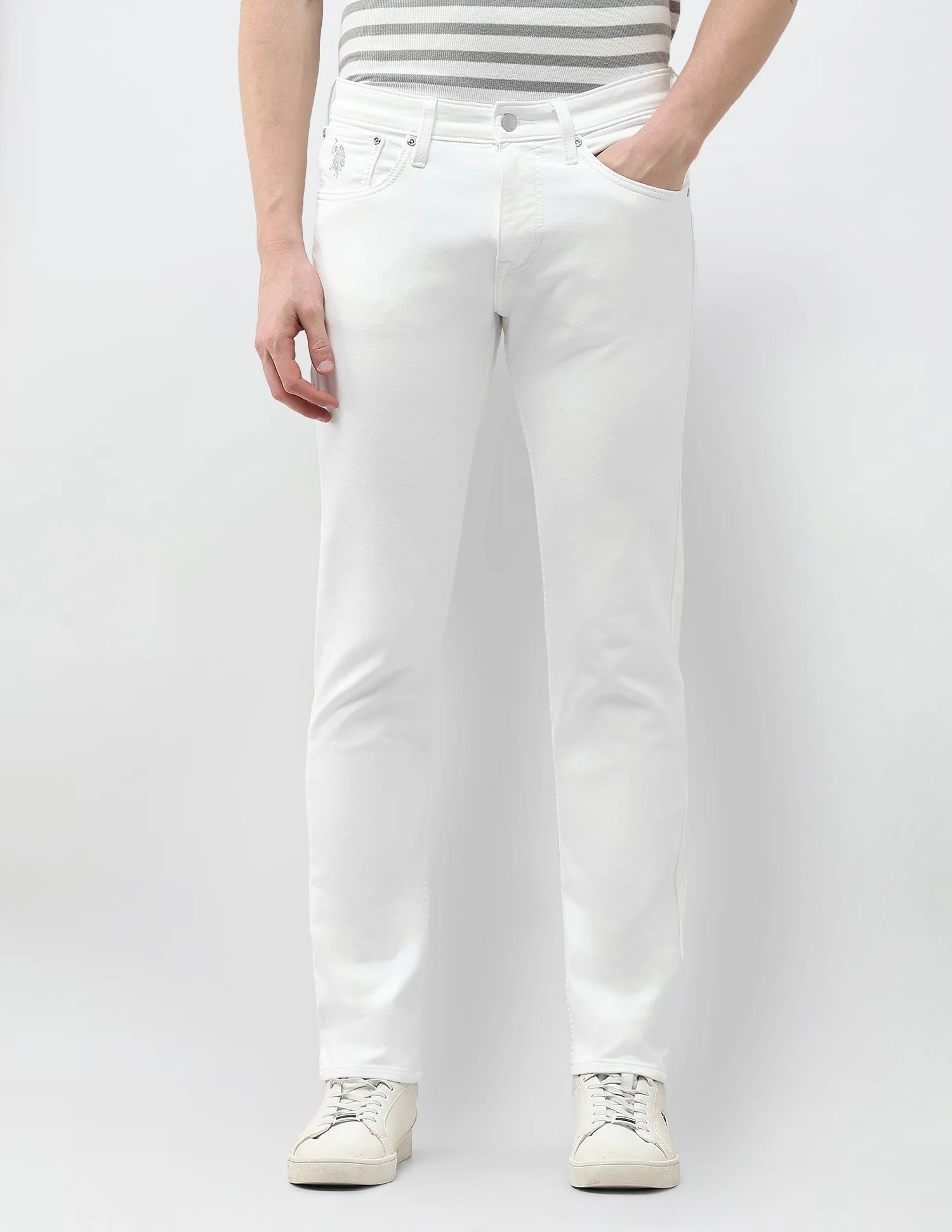 Brandon Slim Tapered Fit White Jeans - Image 6