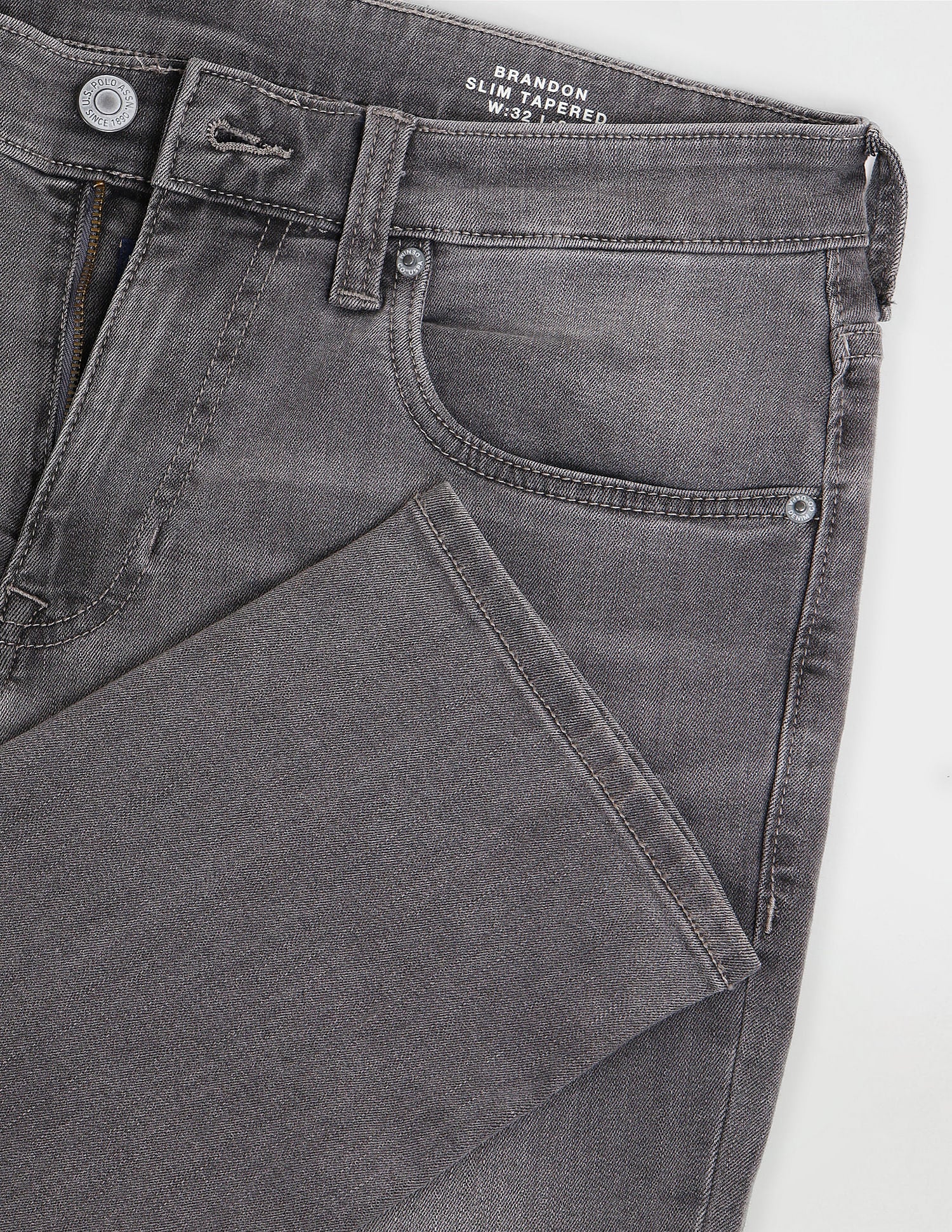 Brandon Slim Tapered Grey Jeans - Image 2